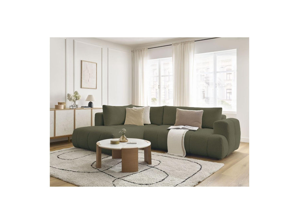 Fuji - Canapé D'Angle L Convertible - Tissu Bouclette - Angle Gauche