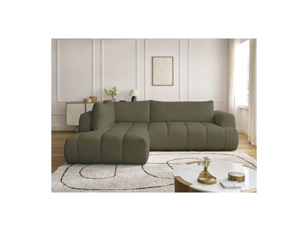 Fuji - Canapé D'Angle L Convertible - Tissu Bouclette - Angle Gauche