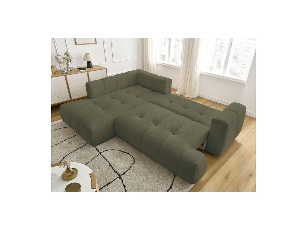 Fuji - Canapé D'Angle L Convertible - Tissu Bouclette - Angle Gauche