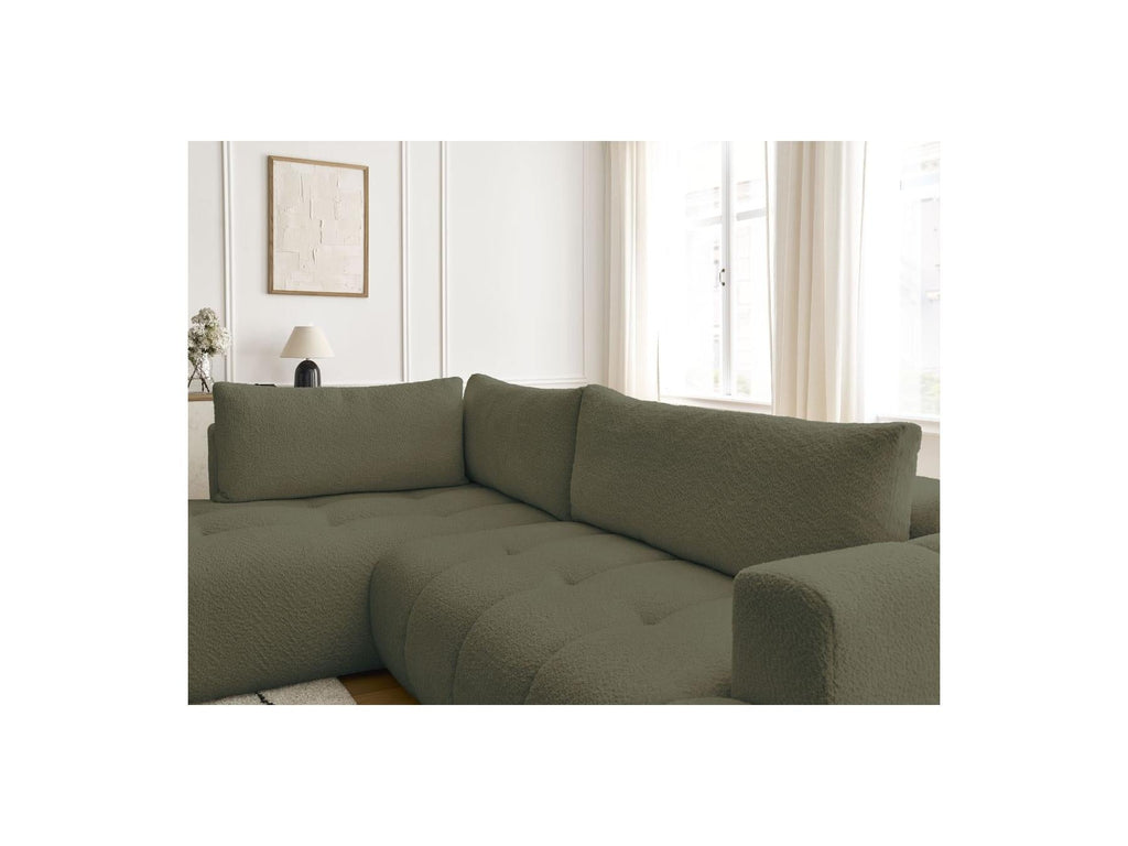 Fuji - Canapé D'Angle L Convertible - Tissu Bouclette - Angle Gauche