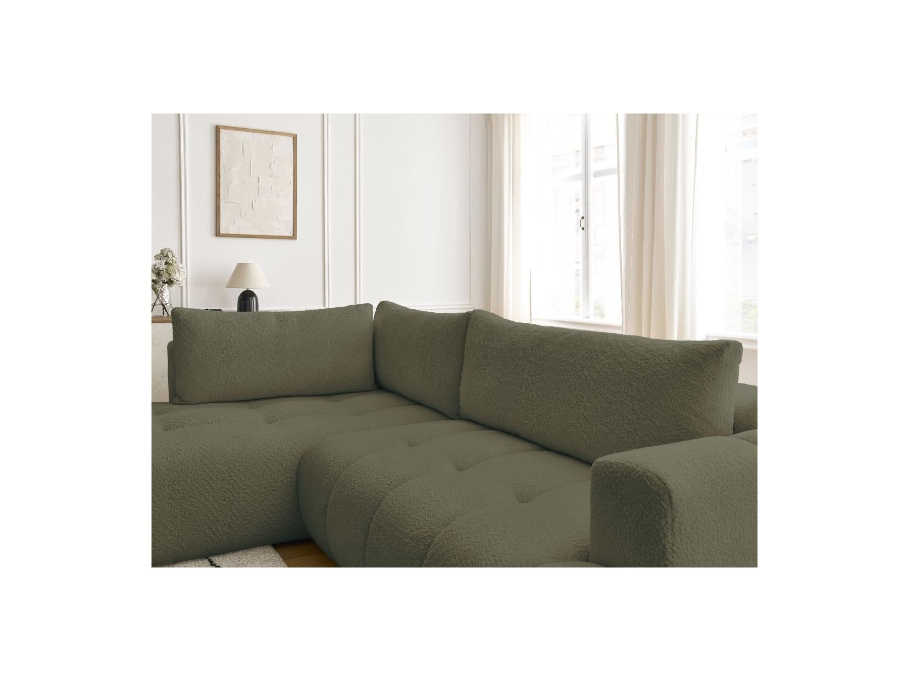 Fuji - Canapé D'Angle L Convertible - Tissu Bouclette - Angle Gauche