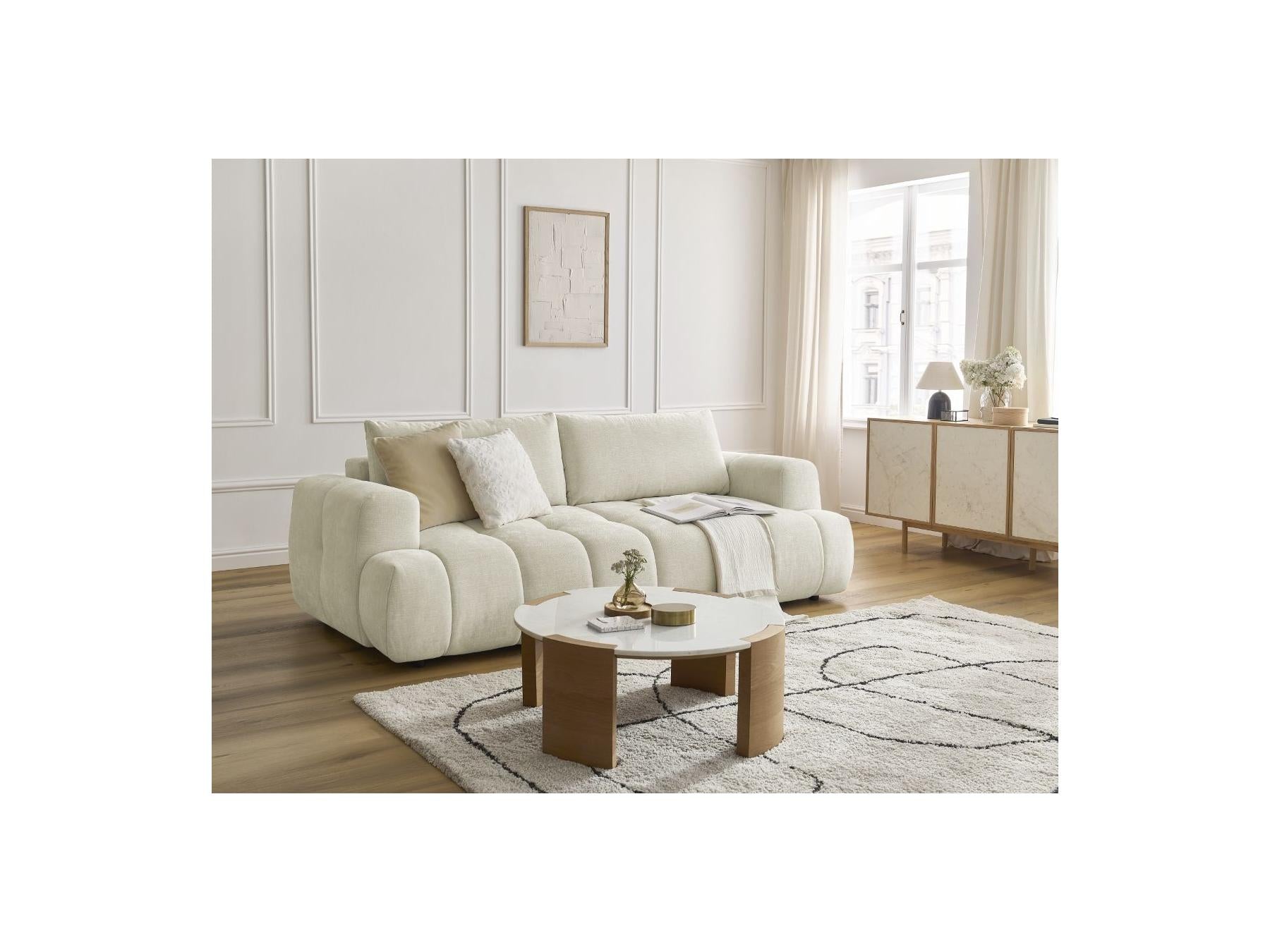 Fuji - Canapé Droit Convertible 3 Places - Tissu Lisse