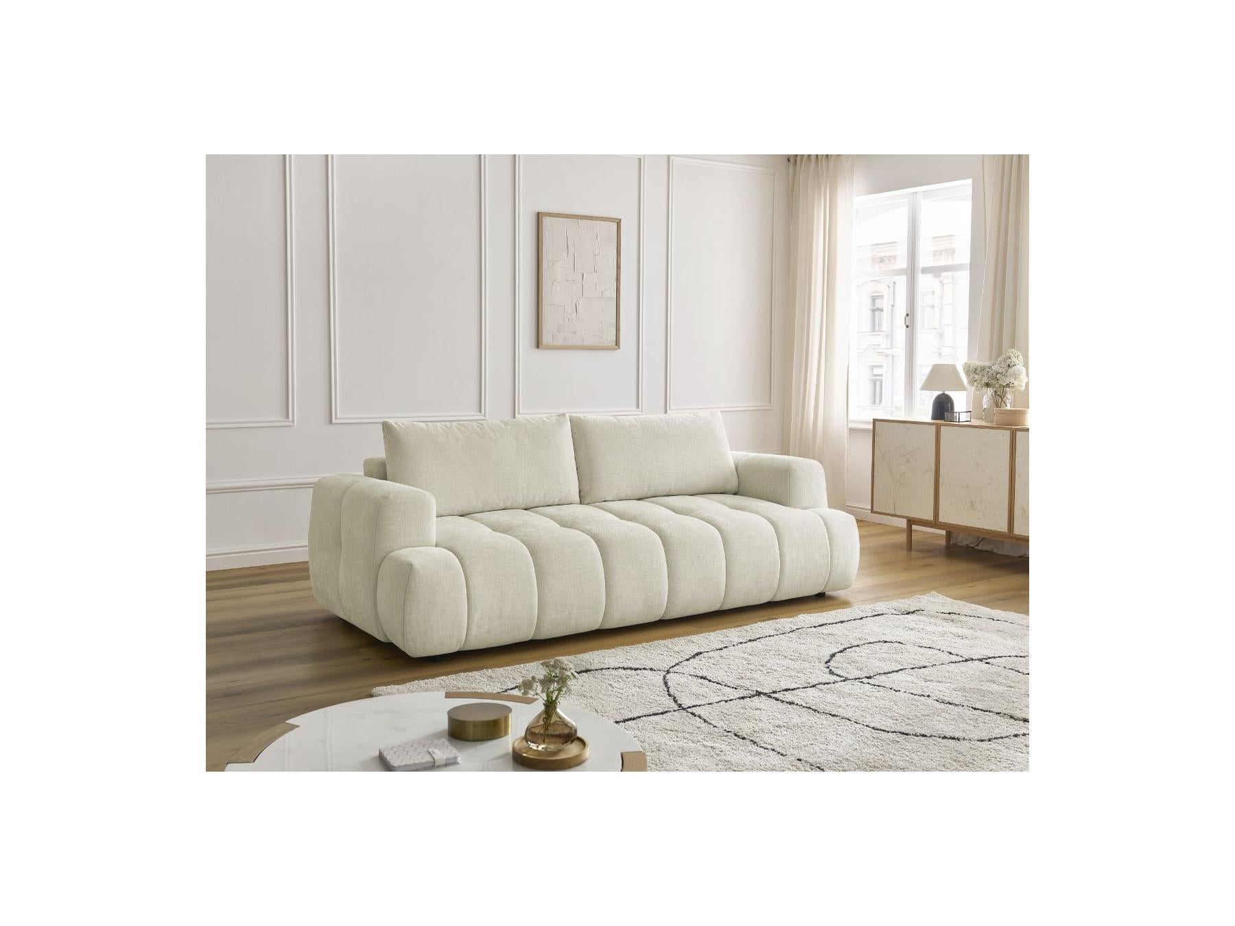 Fuji - Canapé Droit Convertible 3 Places - Tissu Lisse