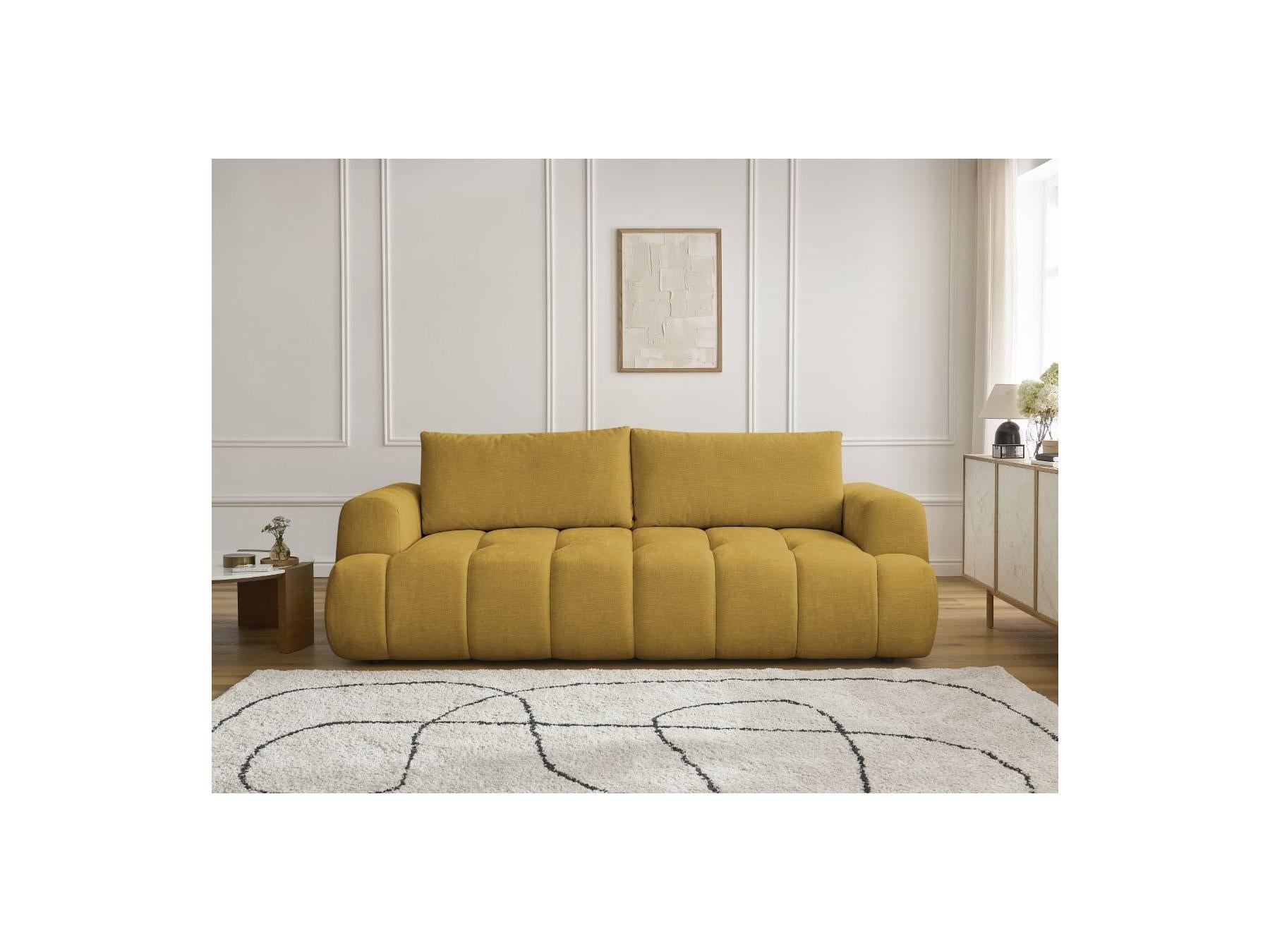 Fuji - Canapé Droit Convertible 3 Places - Tissu Lisse