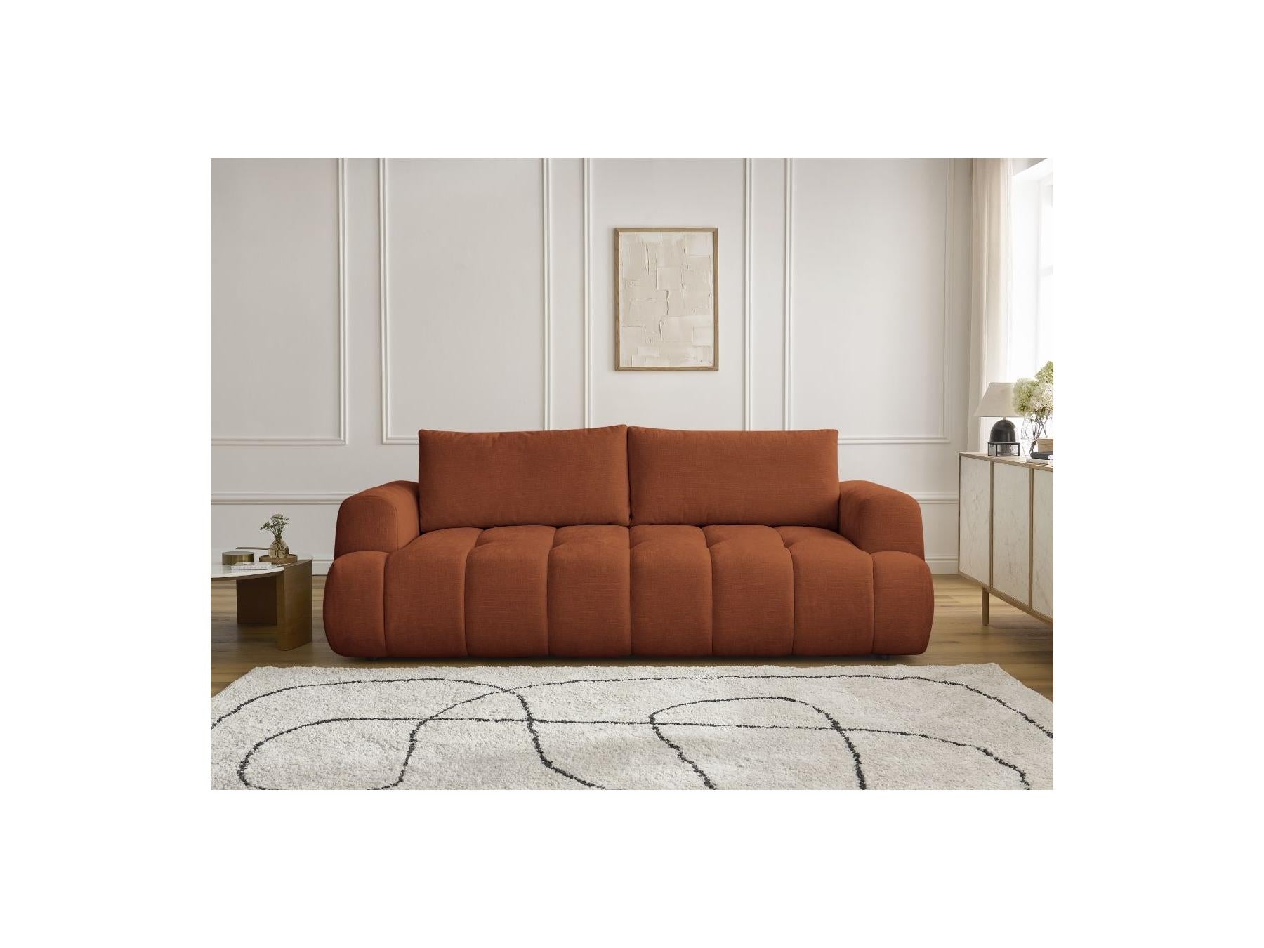 Fuji - Canapé Droit Convertible 3 Places - Tissu Lisse