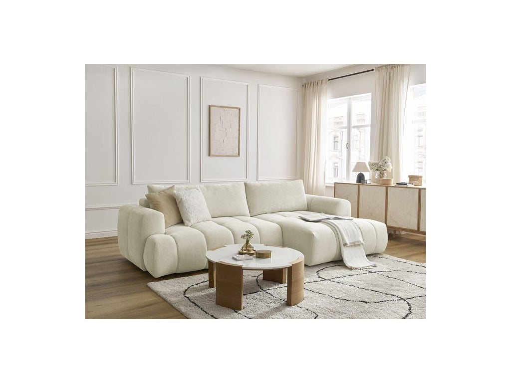 Fuji - Canapé D'Angle Convertible - Tissu Lisse - Angle Droit