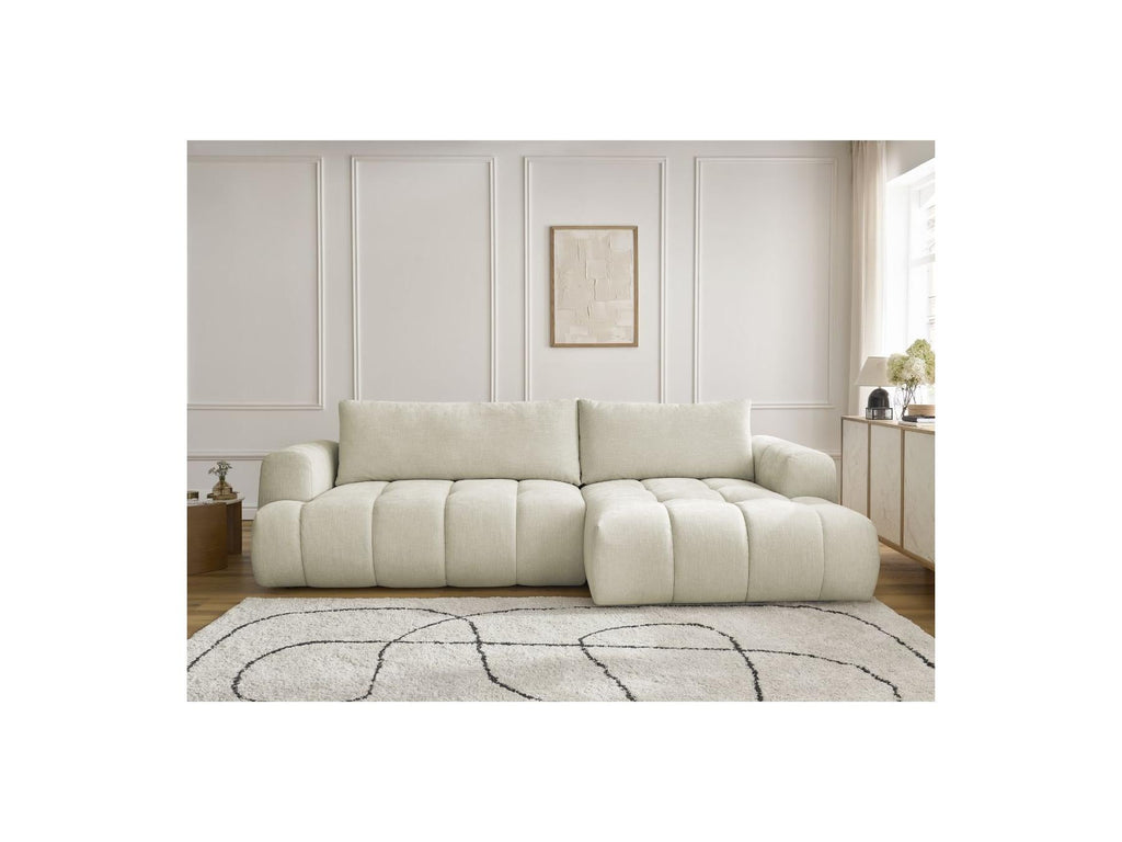 Fuji - Canapé D'Angle Convertible - Tissu Lisse - Angle Droit