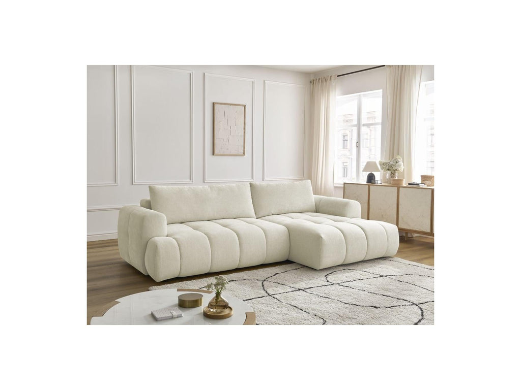 Fuji - Canapé D'Angle Convertible - Tissu Lisse - Angle Droit