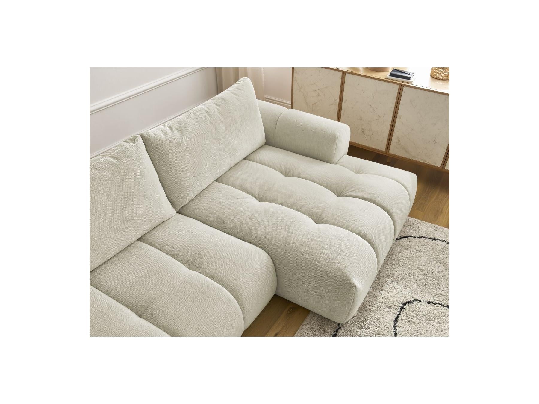 Fuji - Canapé D'Angle Convertible - Tissu Lisse - Angle Droit