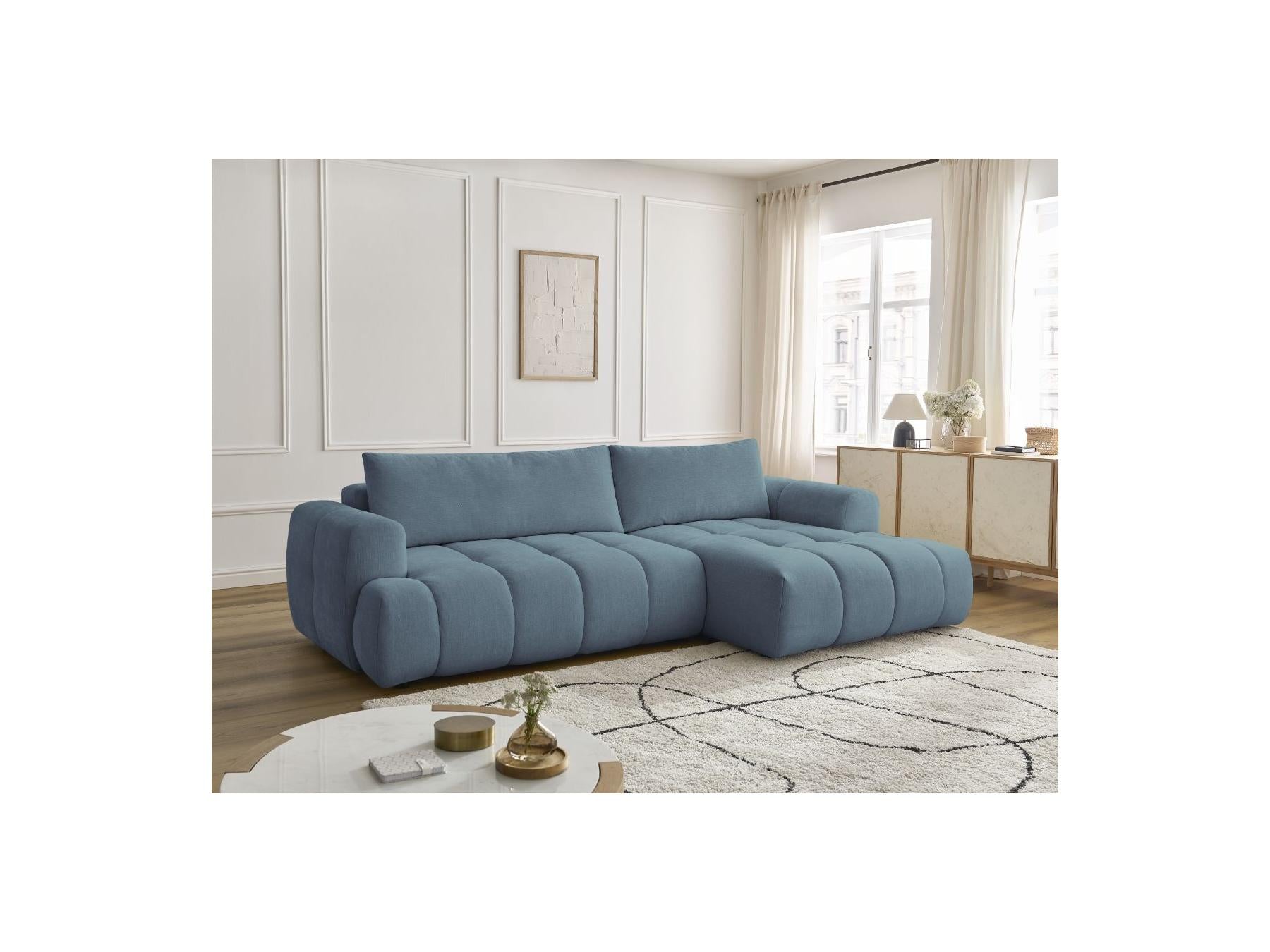 Fuji - Canapé D'Angle Convertible - Tissu Lisse - Angle Droit