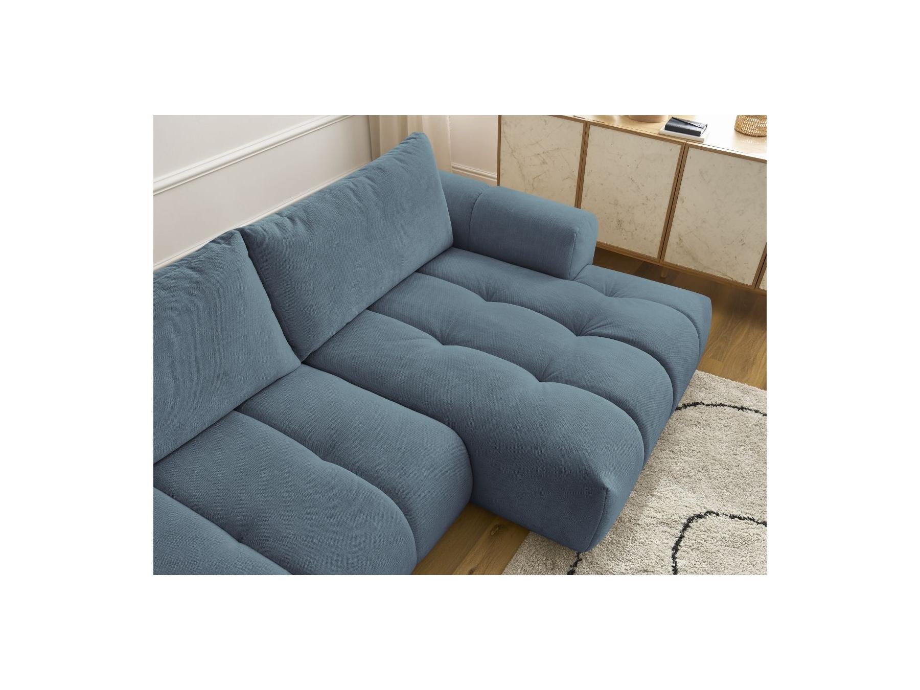 Fuji - Canapé D'Angle Convertible - Tissu Lisse - Angle Droit