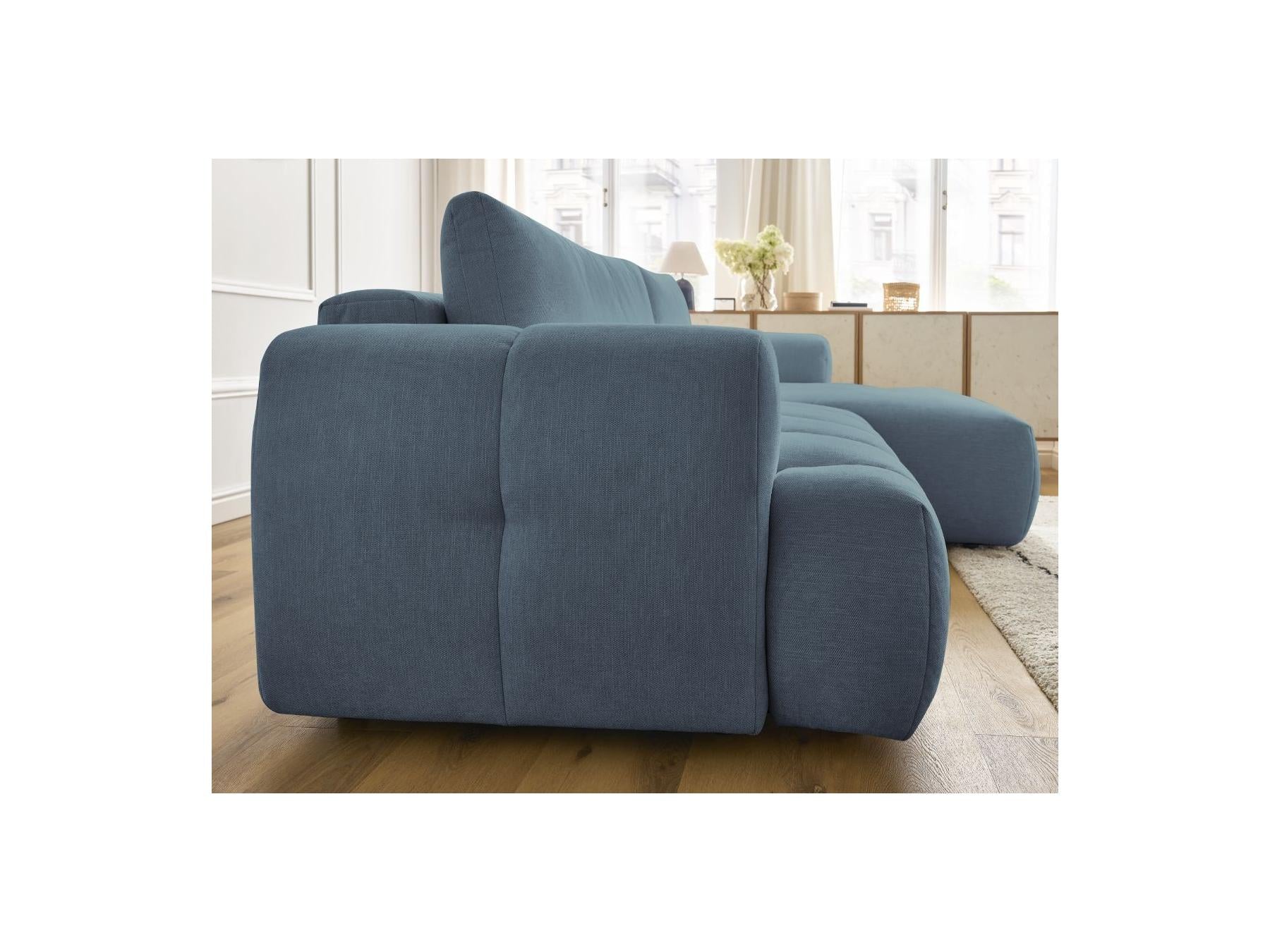 Fuji - Canapé D'Angle Convertible - Tissu Lisse - Angle Droit
