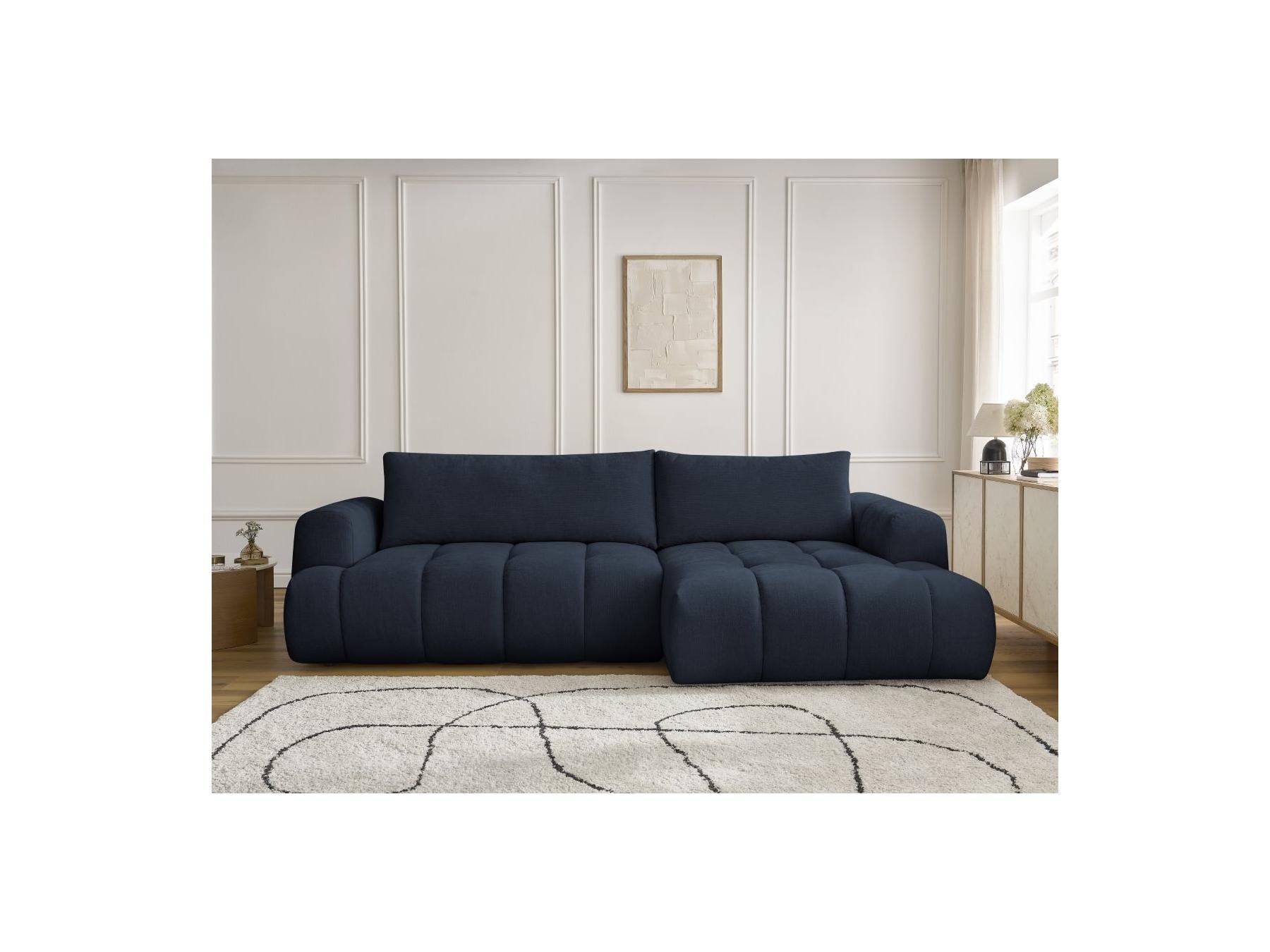 Fuji - Canapé D'Angle Convertible - Tissu Lisse - Angle Droit