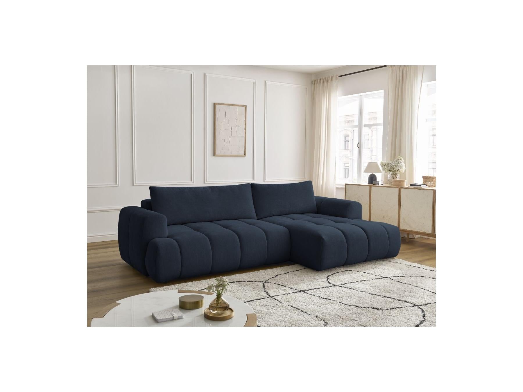 Fuji - Canapé D'Angle Convertible - Tissu Lisse - Angle Droit