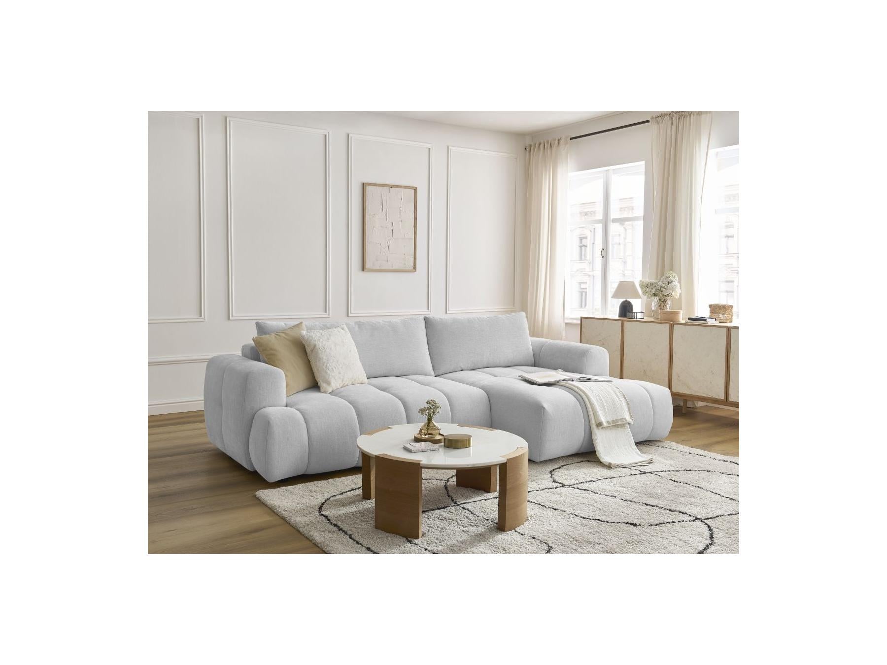 Fuji - Canapé D'Angle Convertible - Tissu Lisse - Angle Droit