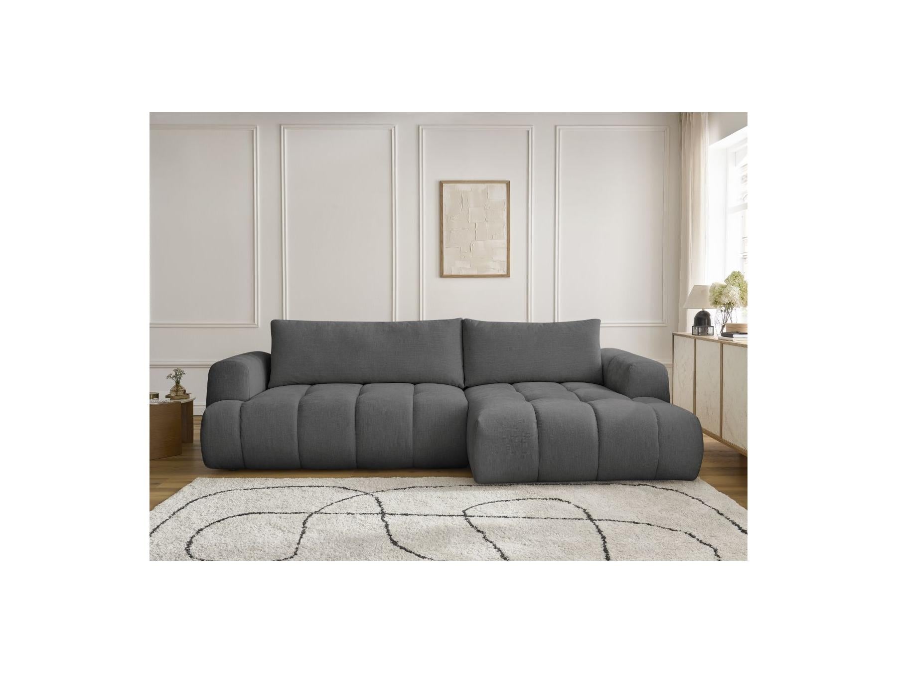 Fuji - Canapé D'Angle Convertible - Tissu Lisse - Angle Droit