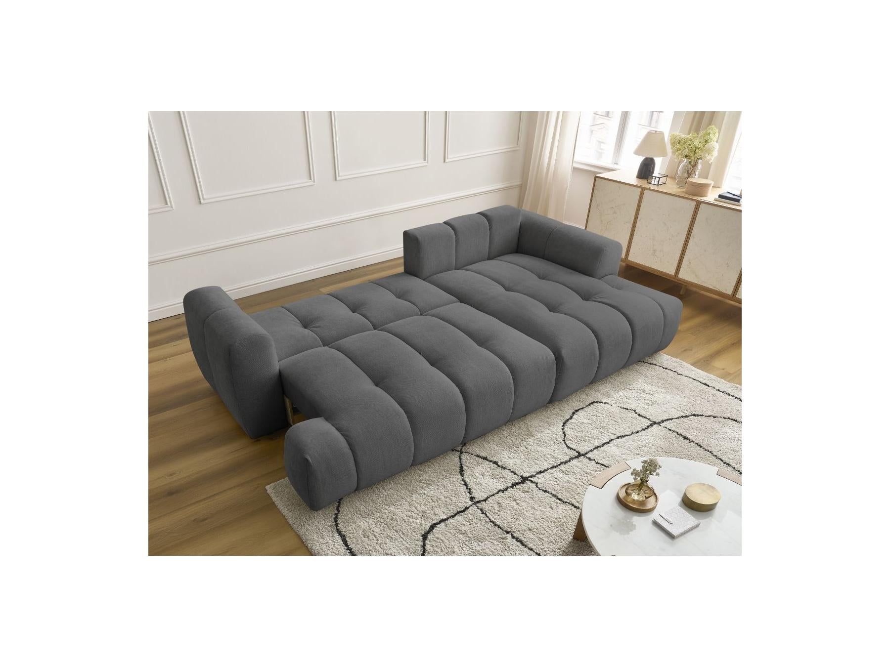Fuji - Canapé D'Angle Convertible - Tissu Lisse - Angle Droit
