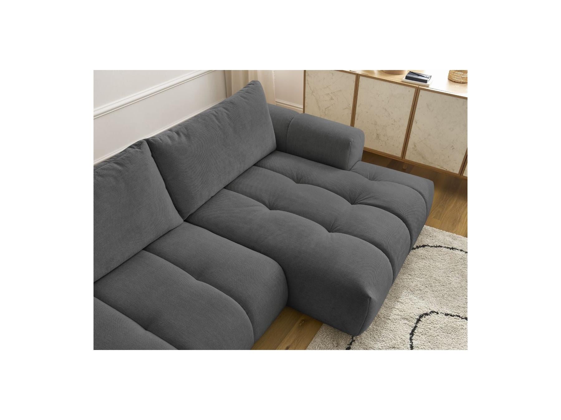 Fuji - Canapé D'Angle Convertible - Tissu Lisse - Angle Droit