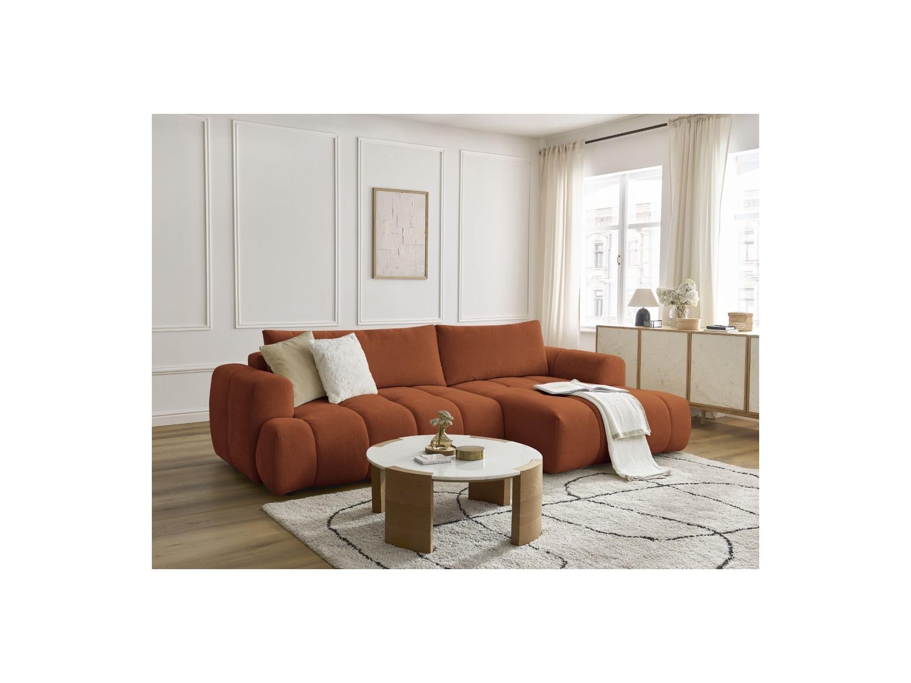 Fuji - Canapé D'Angle Convertible - Tissu Lisse - Angle Droit