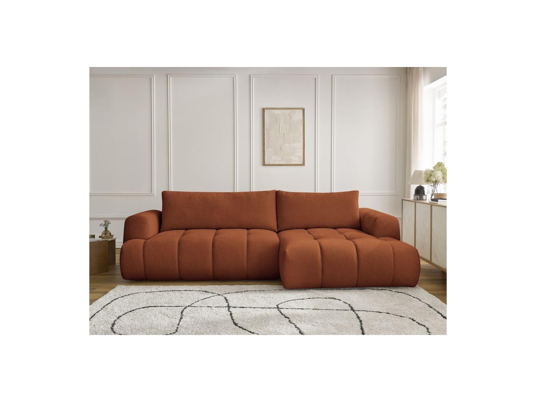 Fuji - Canapé D'Angle Convertible - Tissu Lisse - Angle Droit