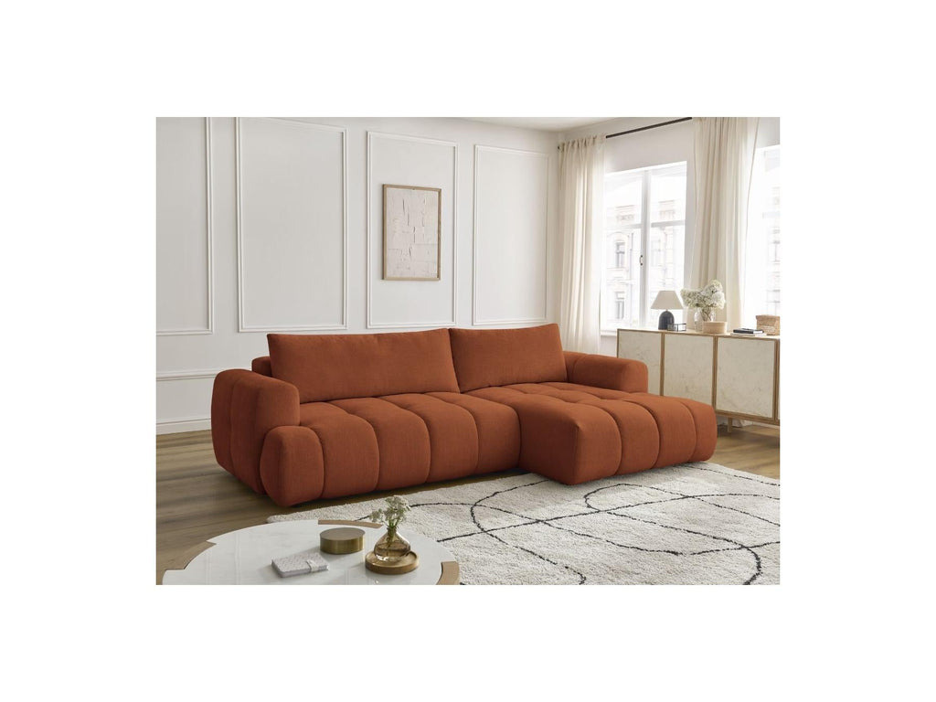 Fuji - Canapé D'Angle Convertible - Tissu Lisse - Angle Droit