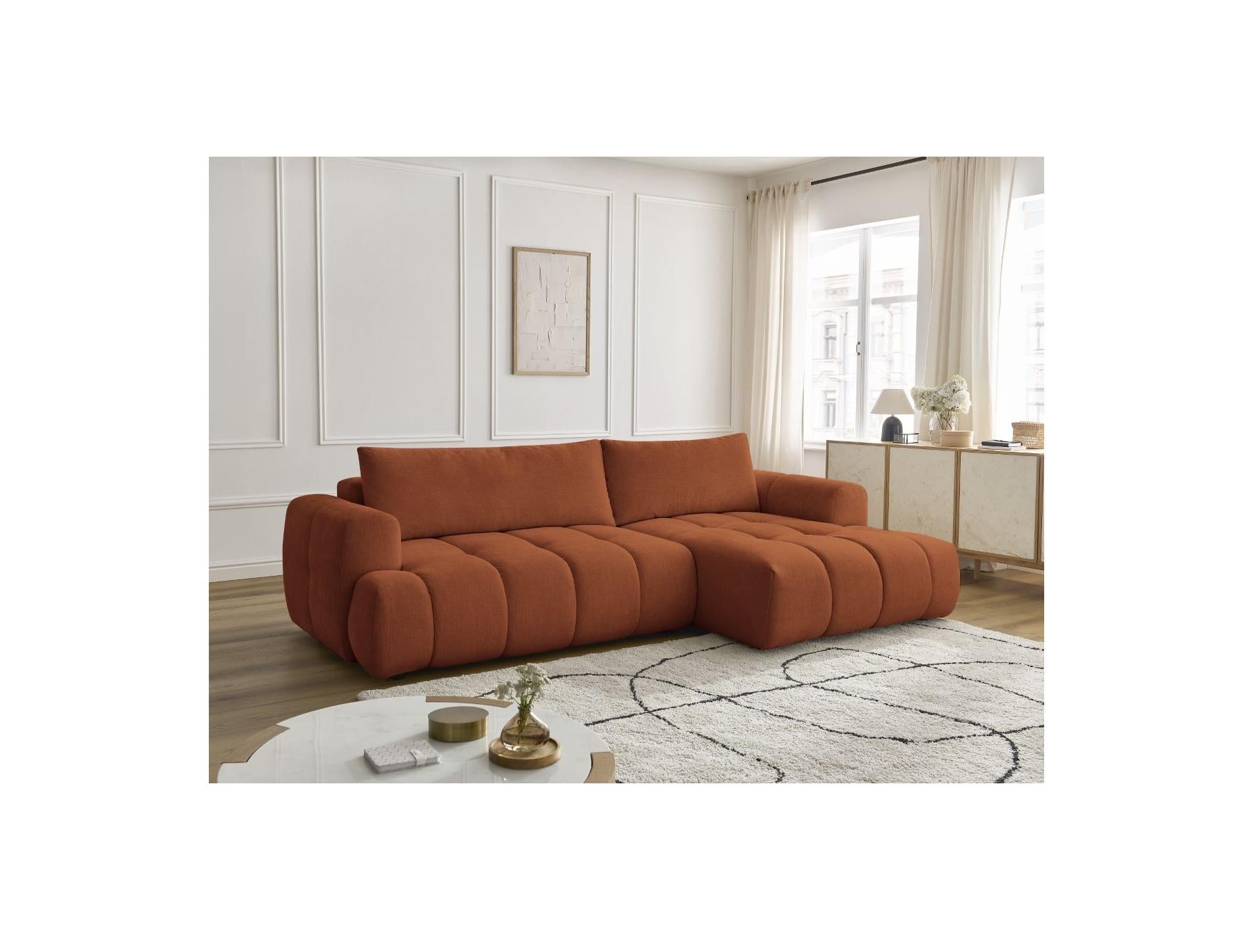 Fuji - Canapé D'Angle Convertible - Tissu Lisse - Angle Droit