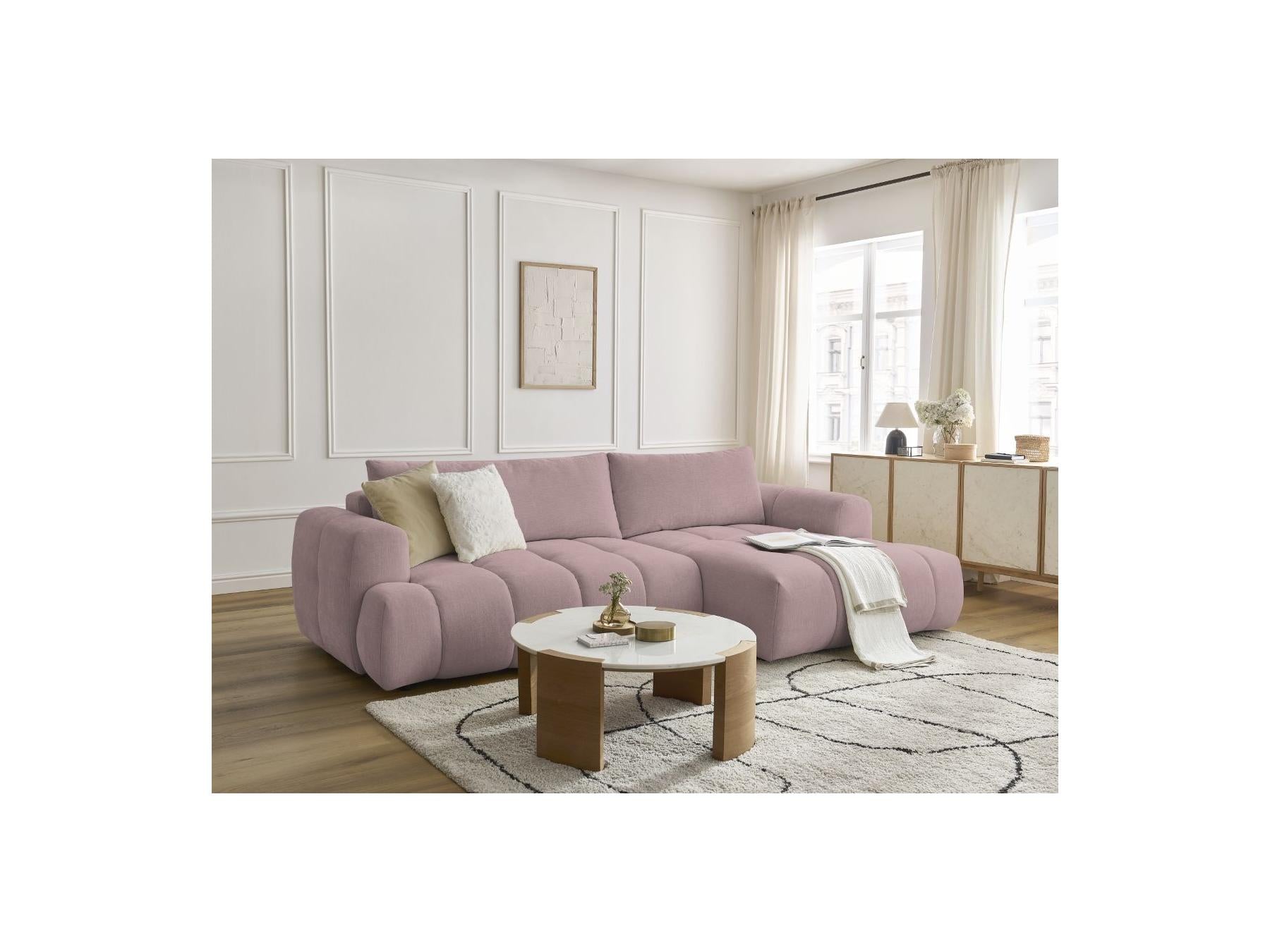 Fuji - Canapé D'Angle Convertible - Tissu Lisse - Angle Droit