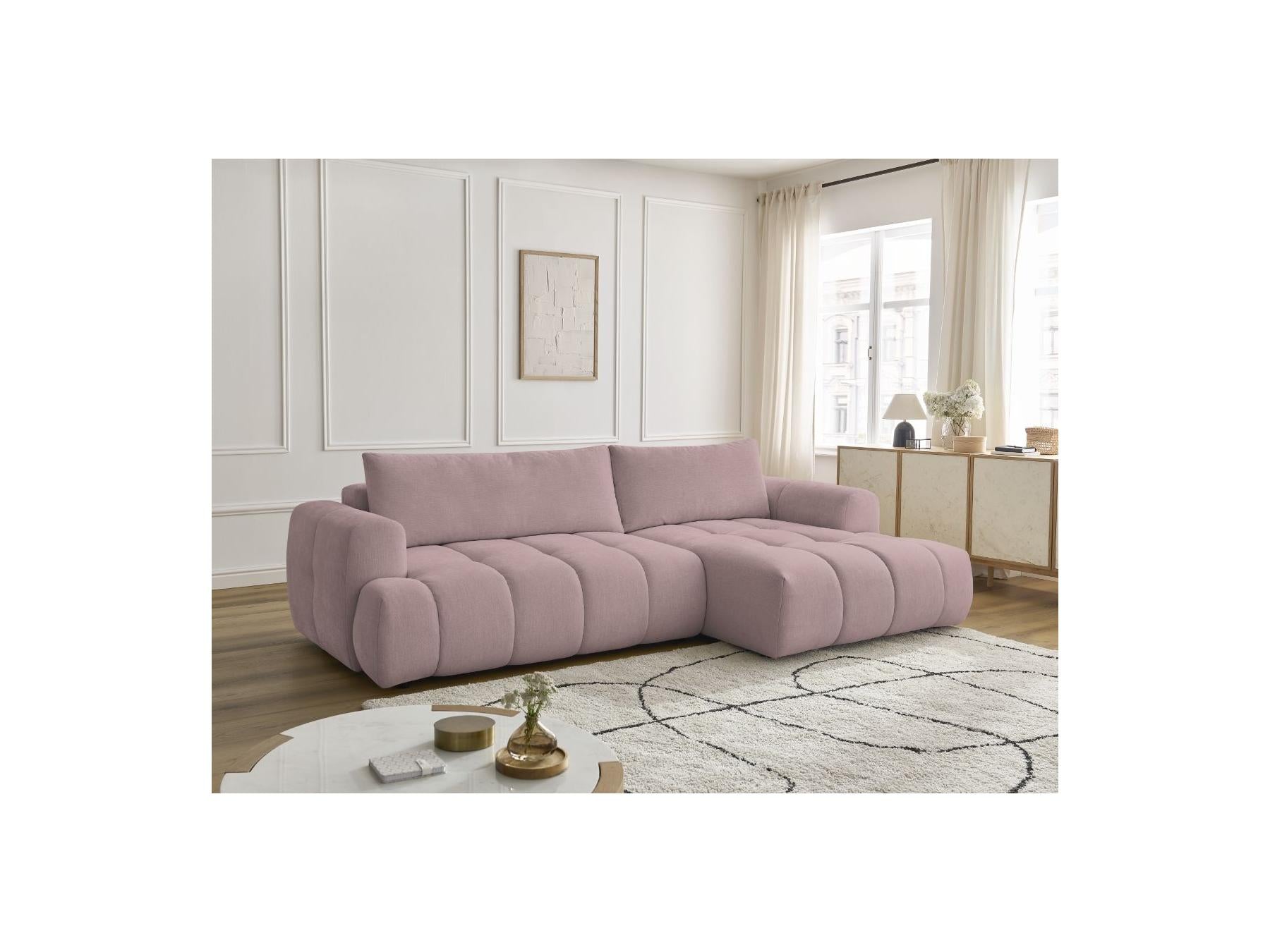 Fuji - Canapé D'Angle Convertible - Tissu Lisse - Angle Droit