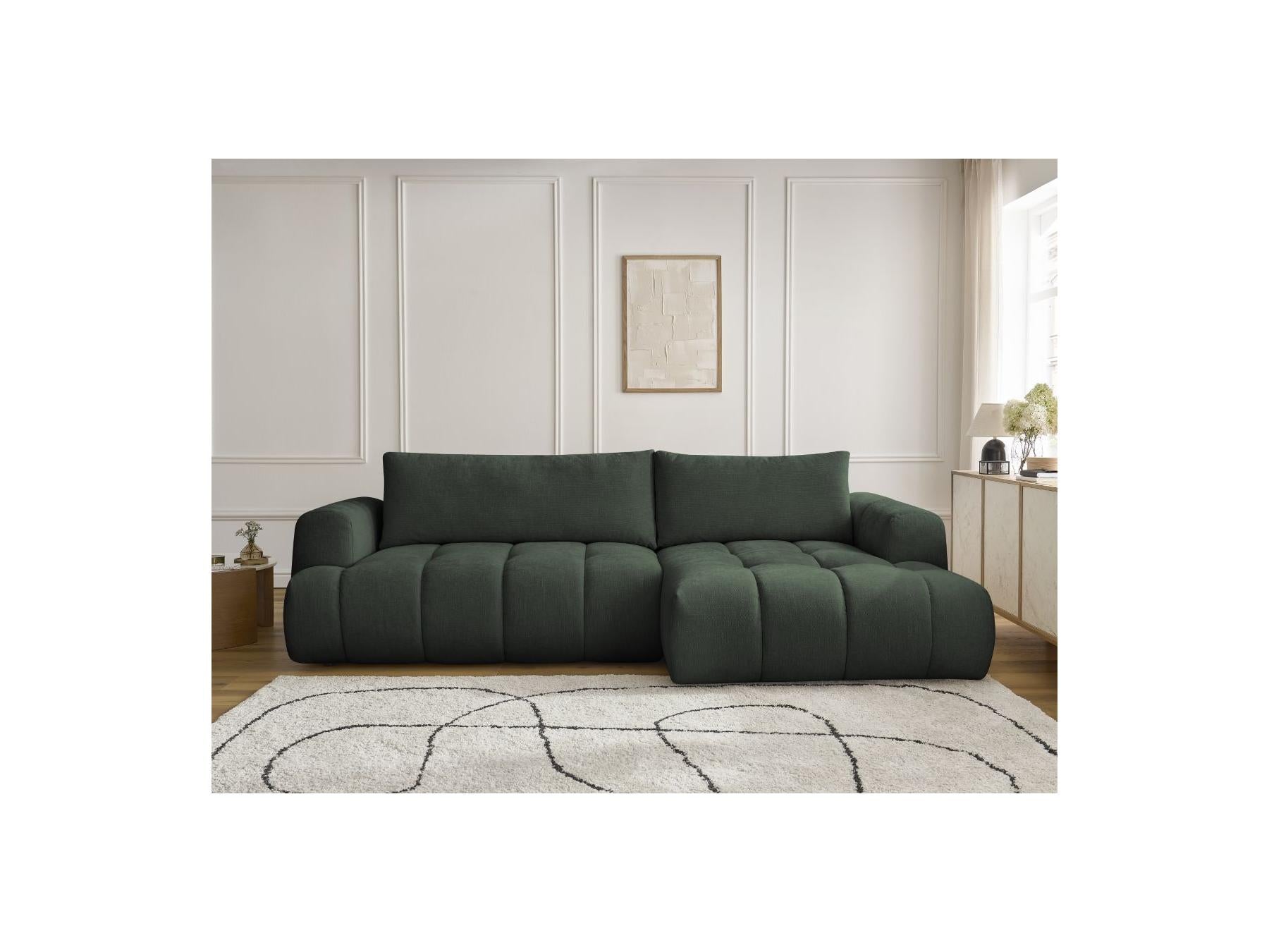 Fuji - Canapé D'Angle Convertible - Tissu Lisse - Angle Droit