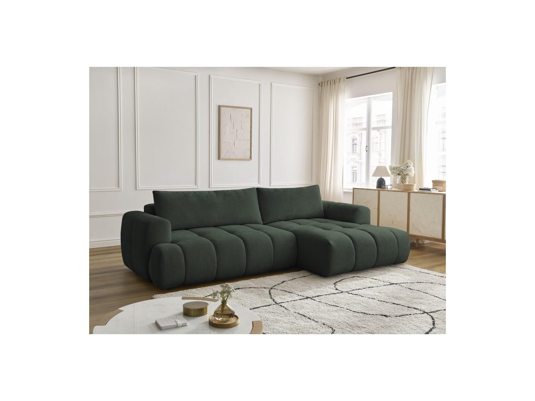 Fuji - Canapé D'Angle Convertible - Tissu Lisse - Angle Droit