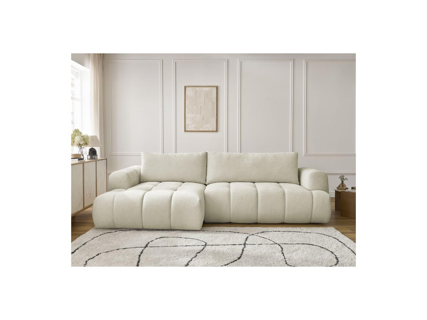 Fuji - Canapé D'Angle Convertible - Tissu Lisse - Angle Gauche
