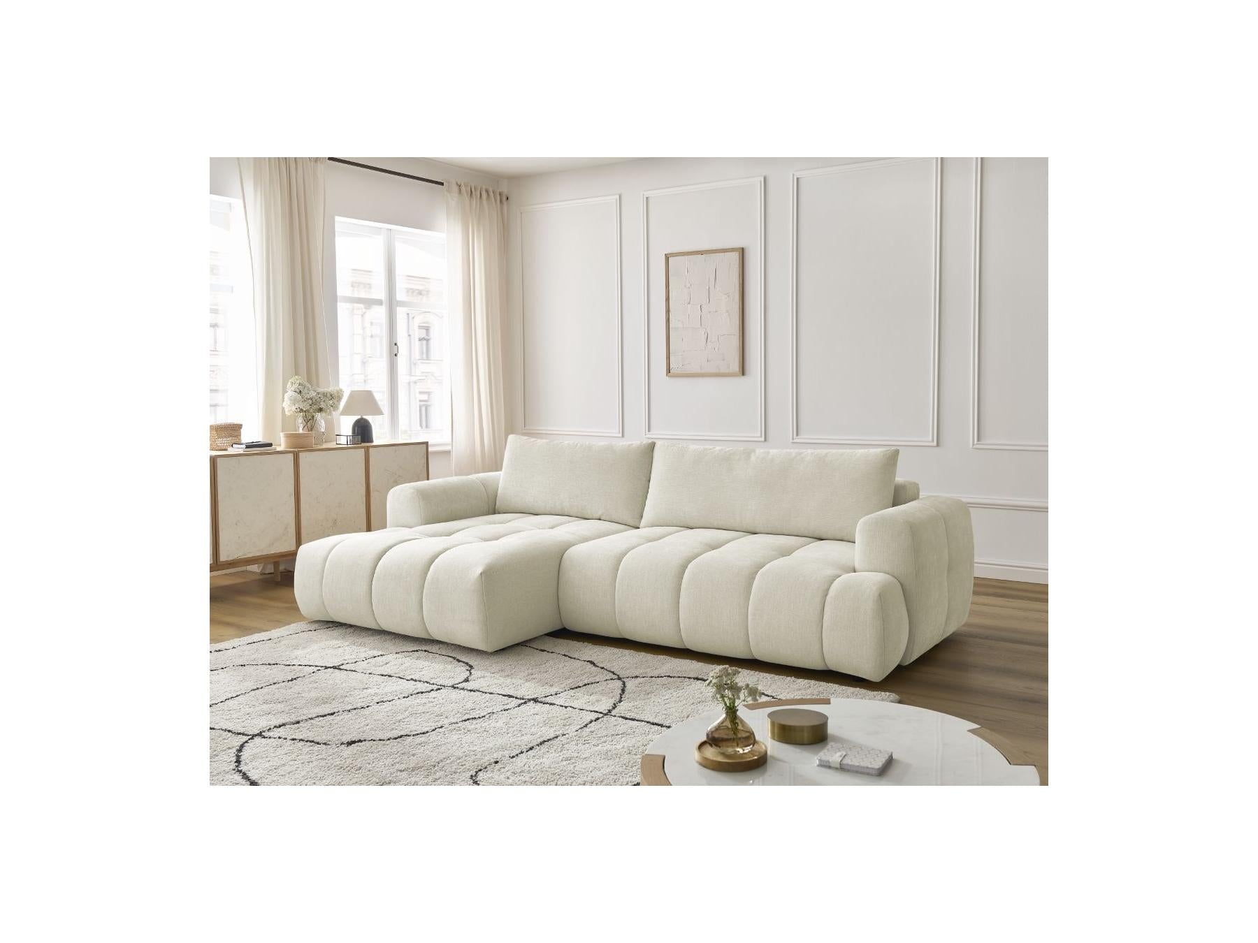 Fuji - Canapé D'Angle Convertible - Tissu Lisse - Angle Gauche