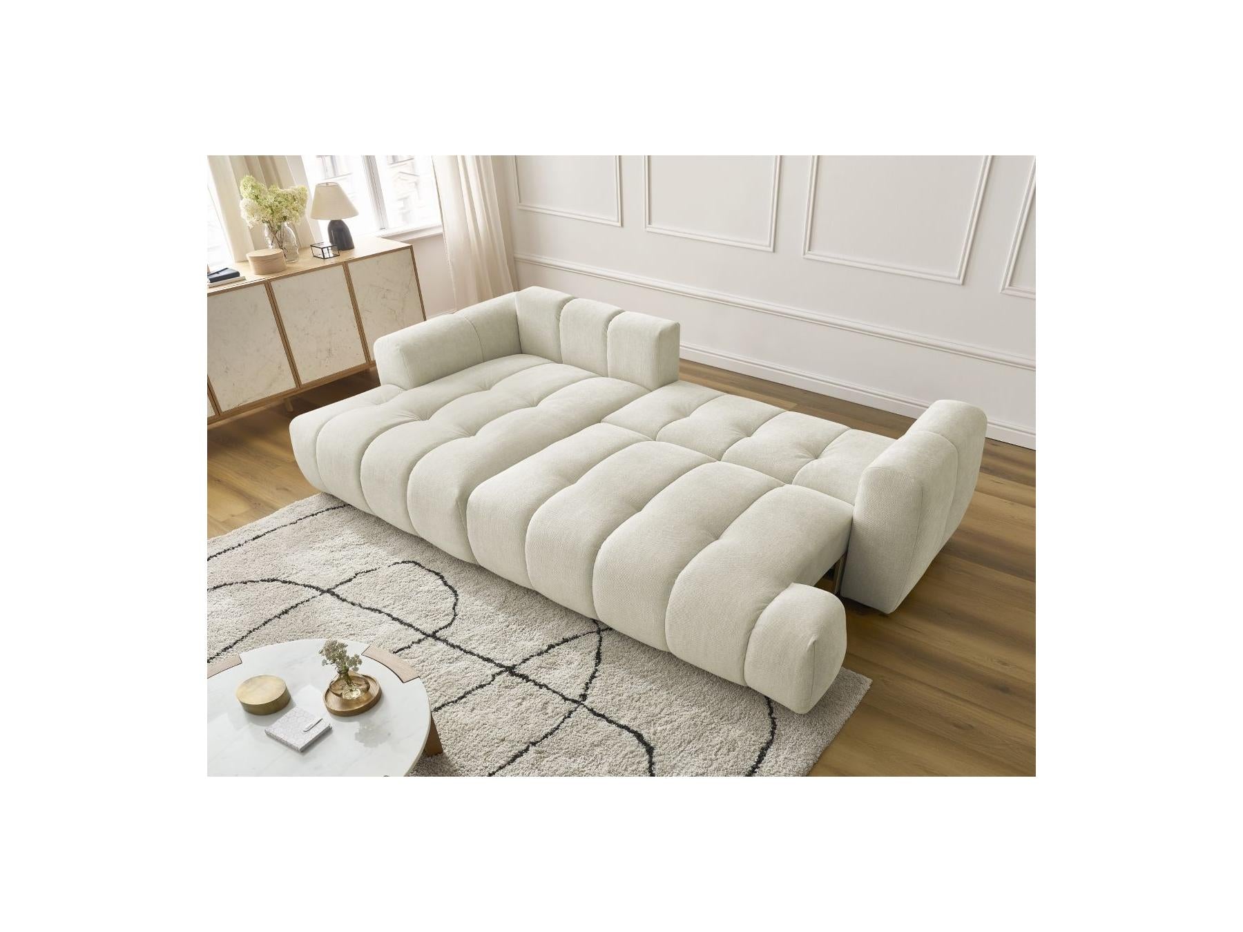 Fuji - Canapé D'Angle Convertible - Tissu Lisse - Angle Gauche