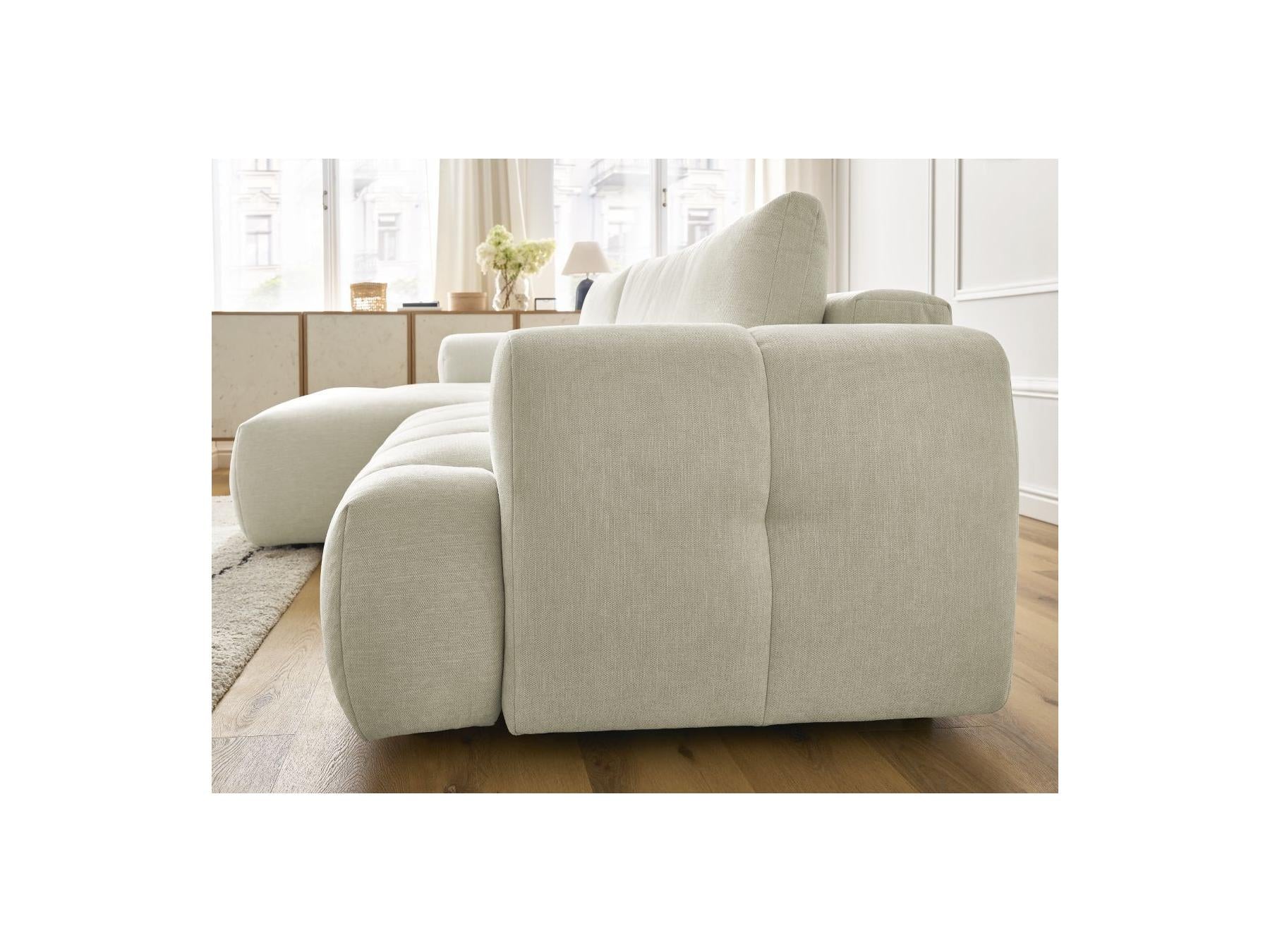 Fuji - Canapé D'Angle Convertible - Tissu Lisse - Angle Gauche