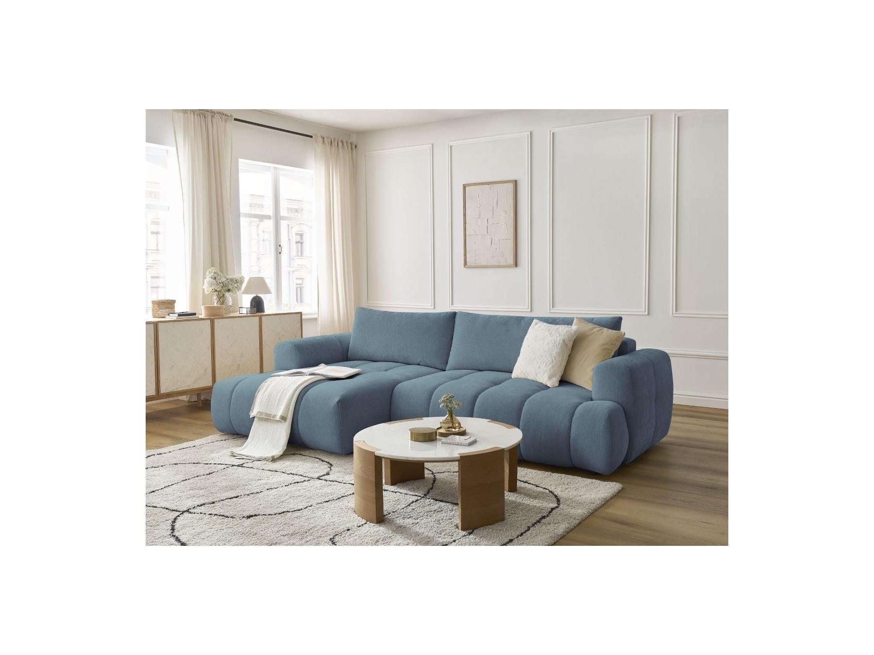Fuji - Canapé D'Angle Convertible - Tissu Lisse - Angle Gauche