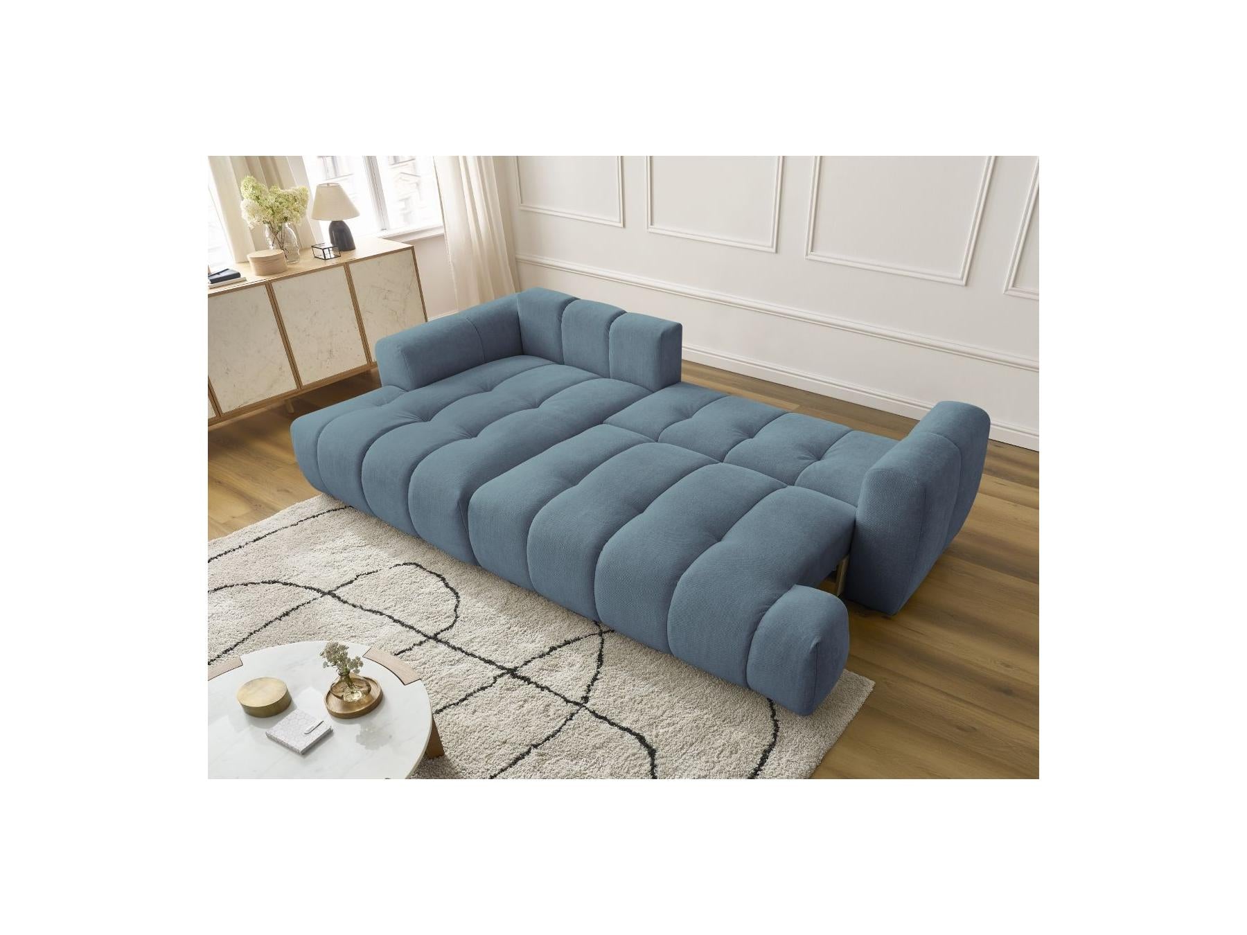 Fuji - Canapé D'Angle Convertible - Tissu Lisse - Angle Gauche
