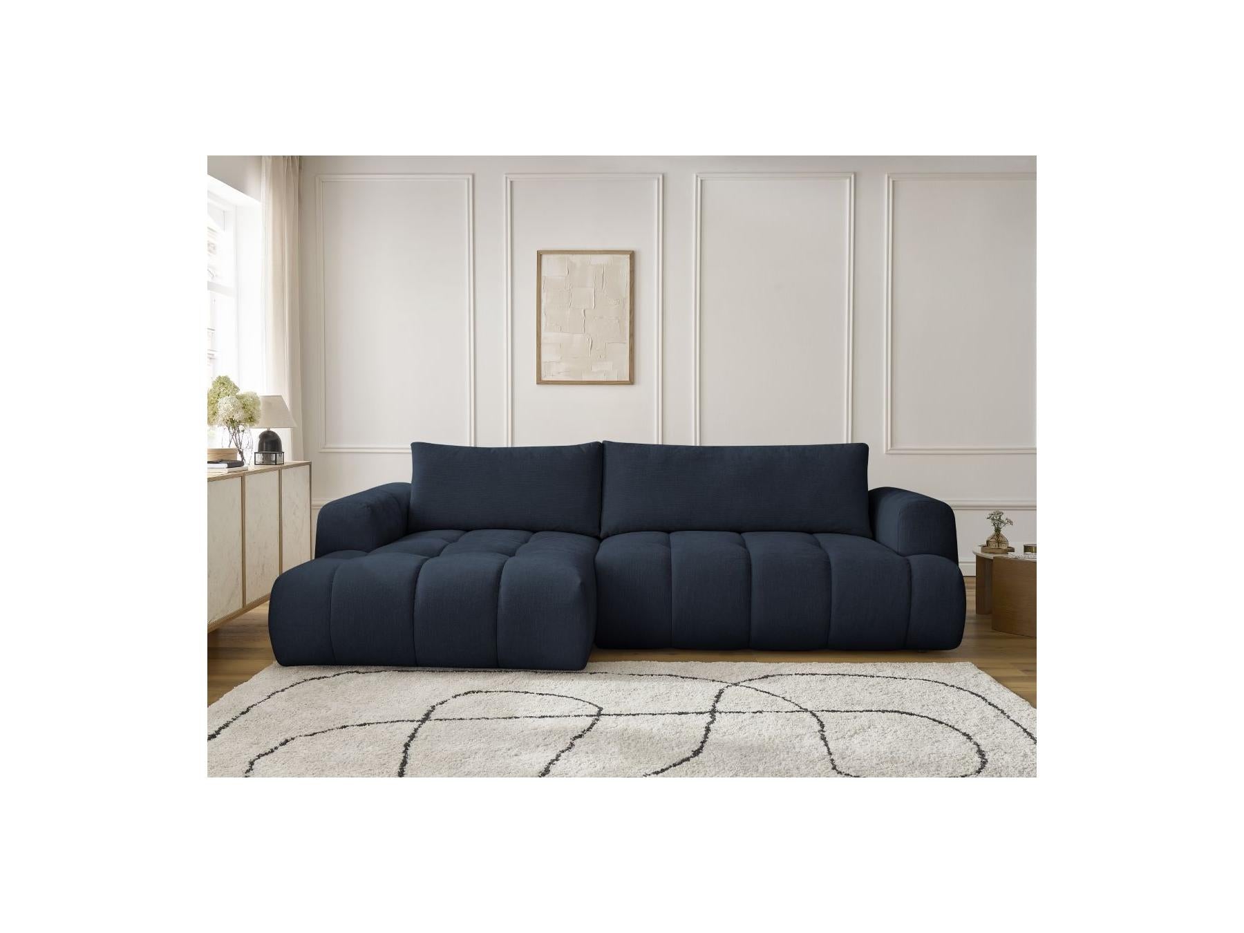Fuji - Canapé D'Angle Convertible - Tissu Lisse - Angle Gauche
