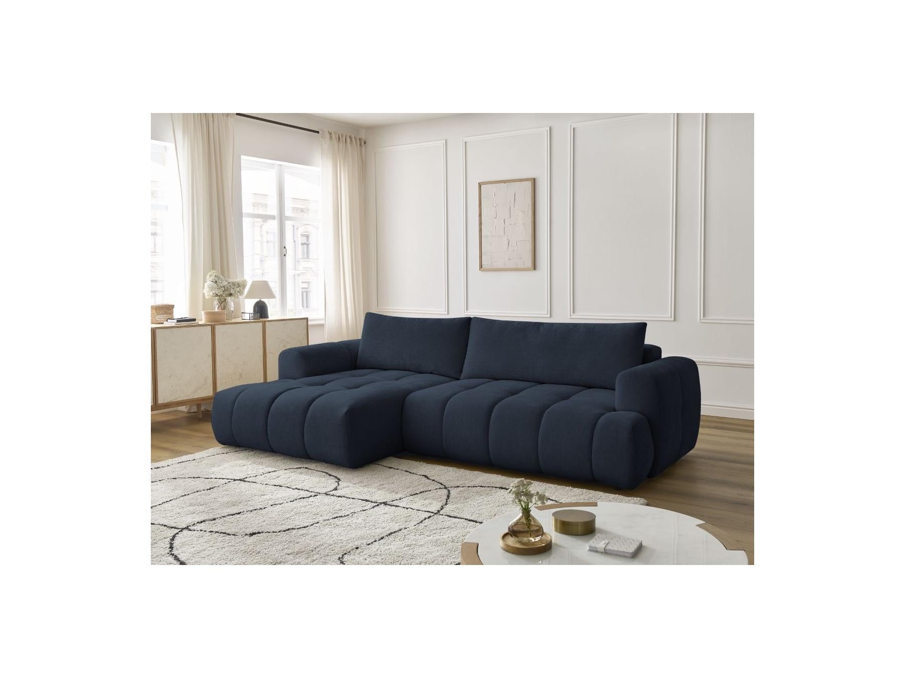 Fuji - Canapé D'Angle Convertible - Tissu Lisse - Angle Gauche
