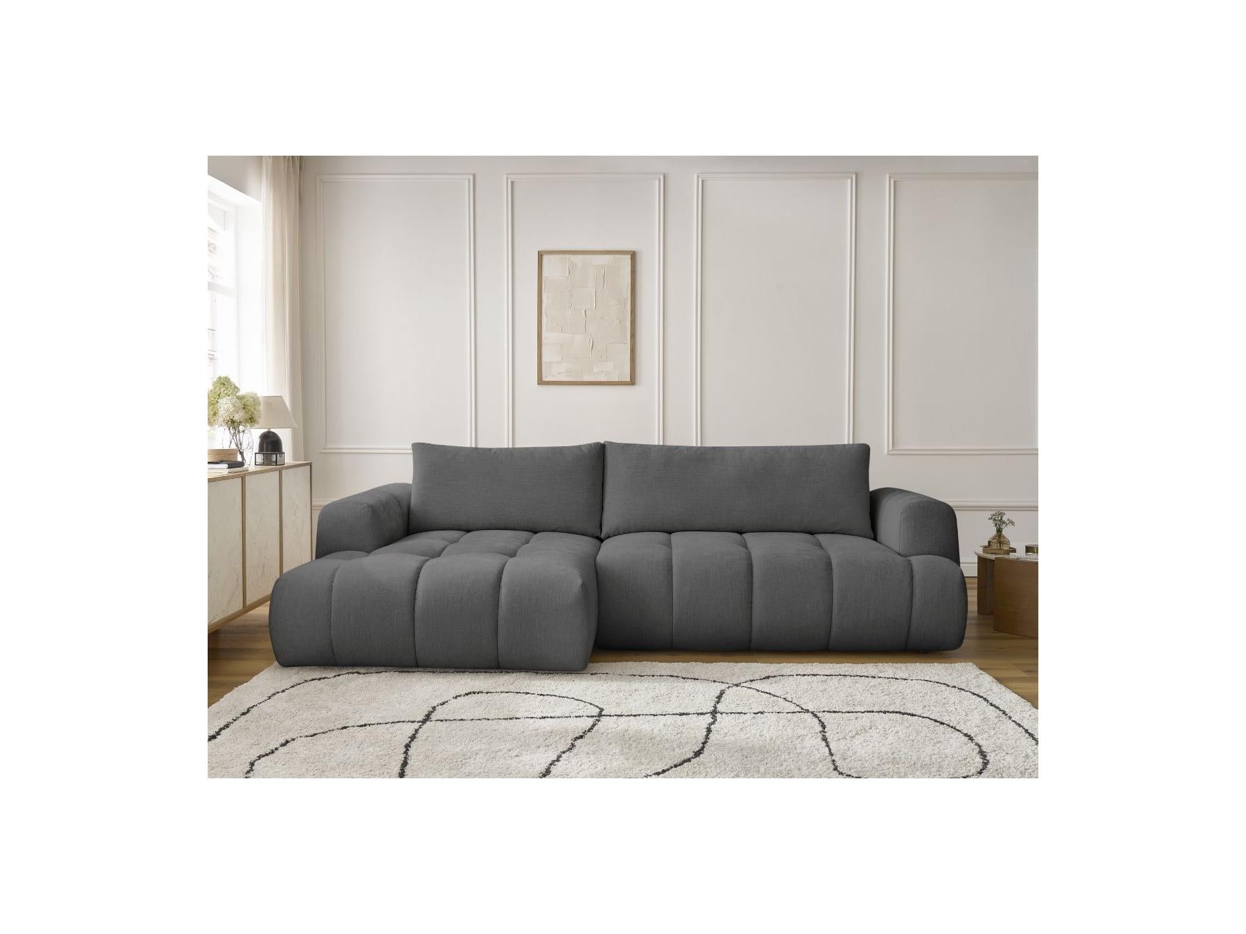 Fuji - Canapé D'Angle Convertible - Tissu Lisse - Angle Gauche
