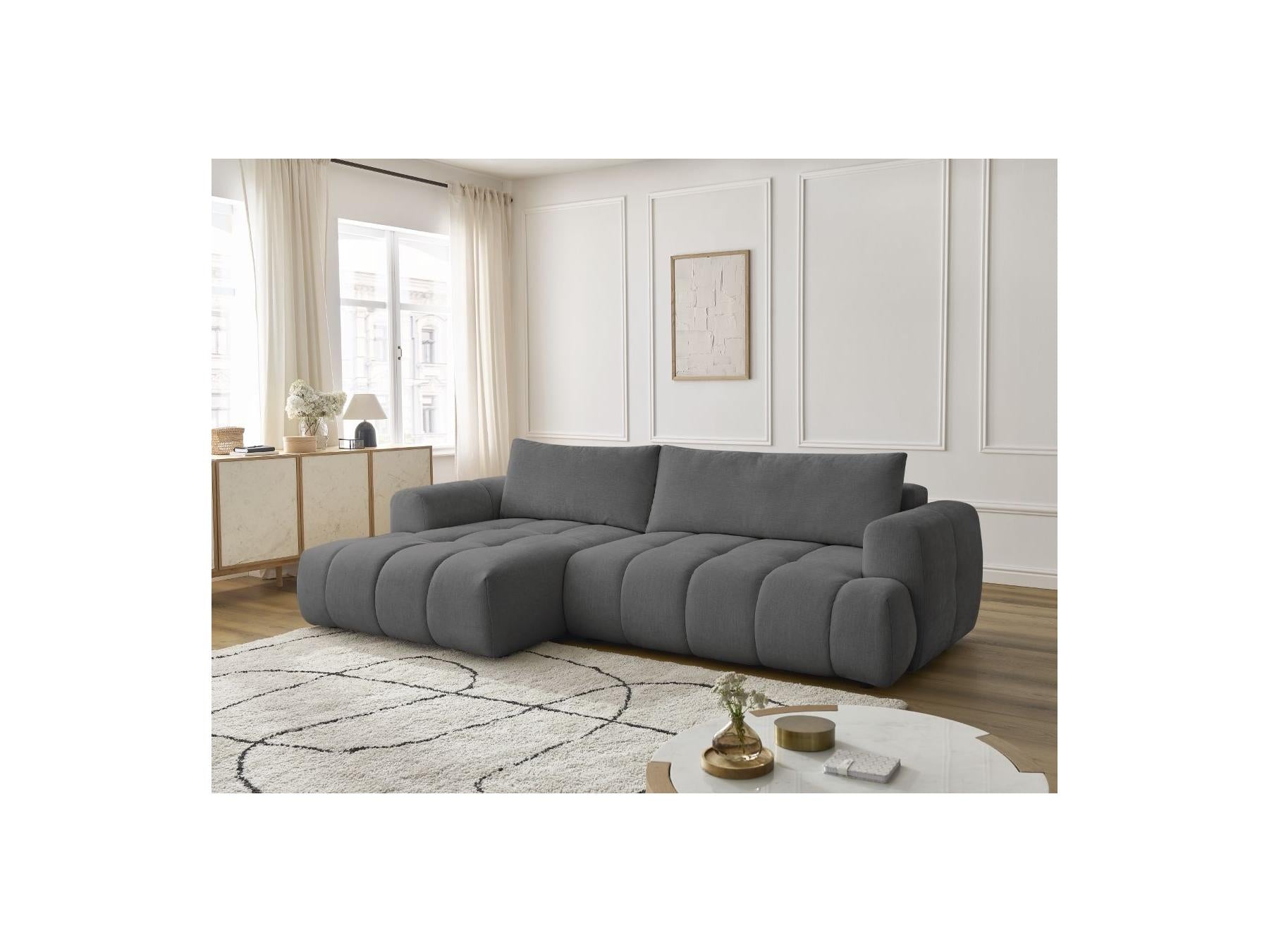 Fuji - Canapé D'Angle Convertible - Tissu Lisse - Angle Gauche