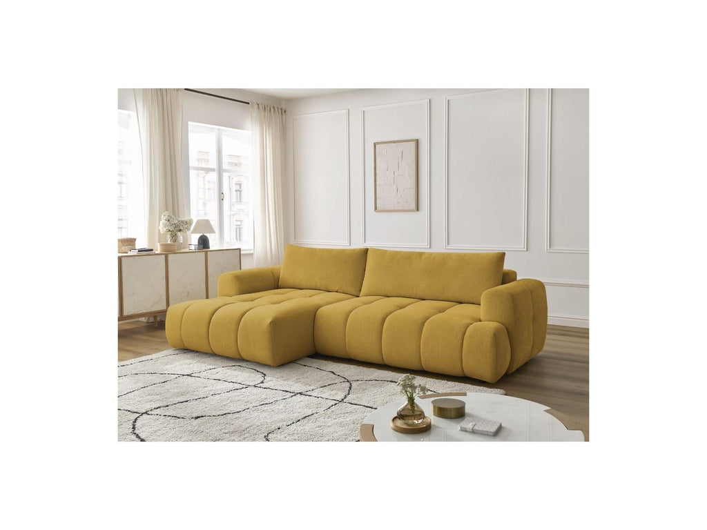 Fuji - Canapé D'Angle Convertible - Tissu Lisse - Angle Gauche