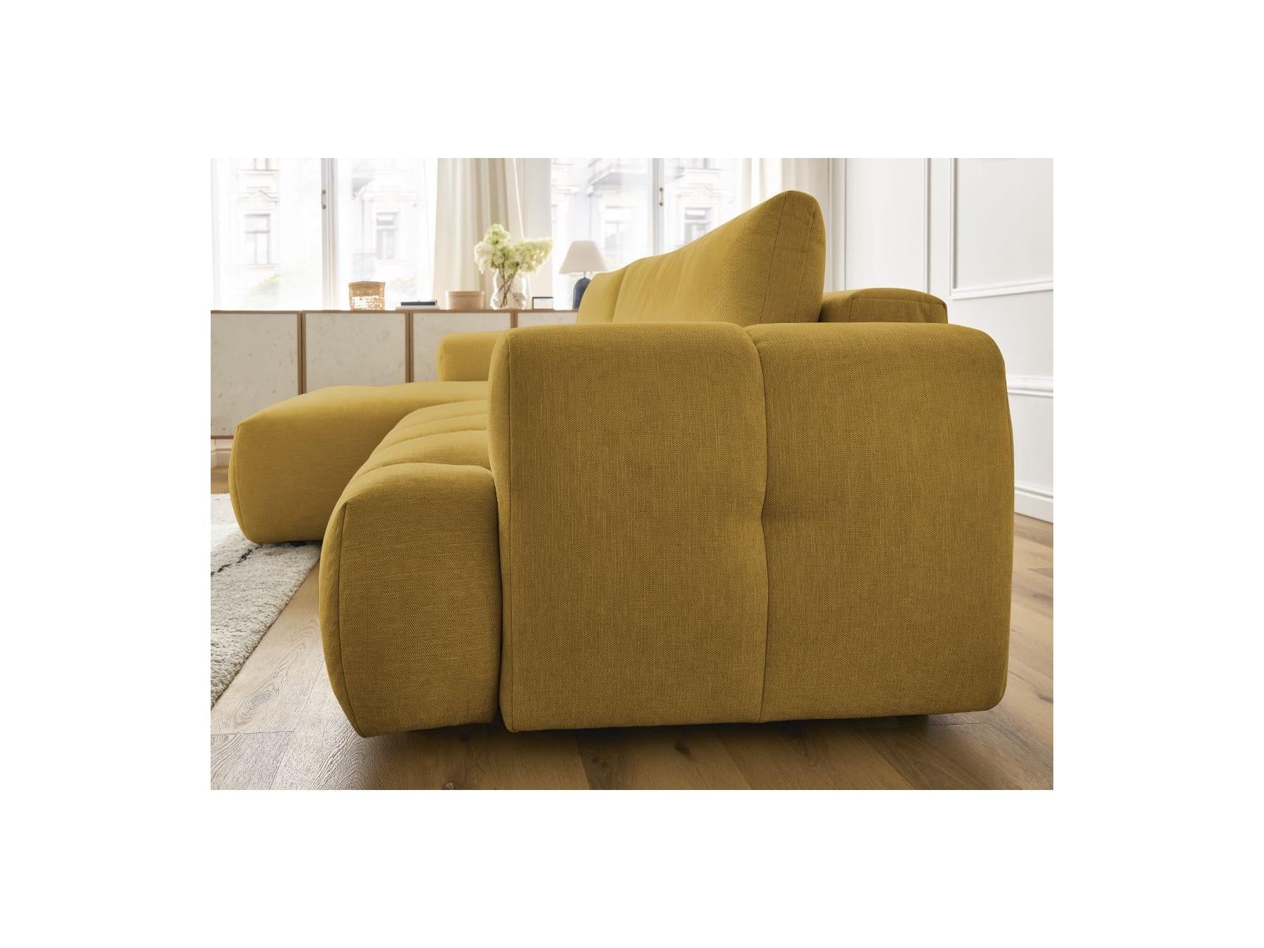 Fuji - Canapé D'Angle Convertible - Tissu Lisse - Angle Gauche