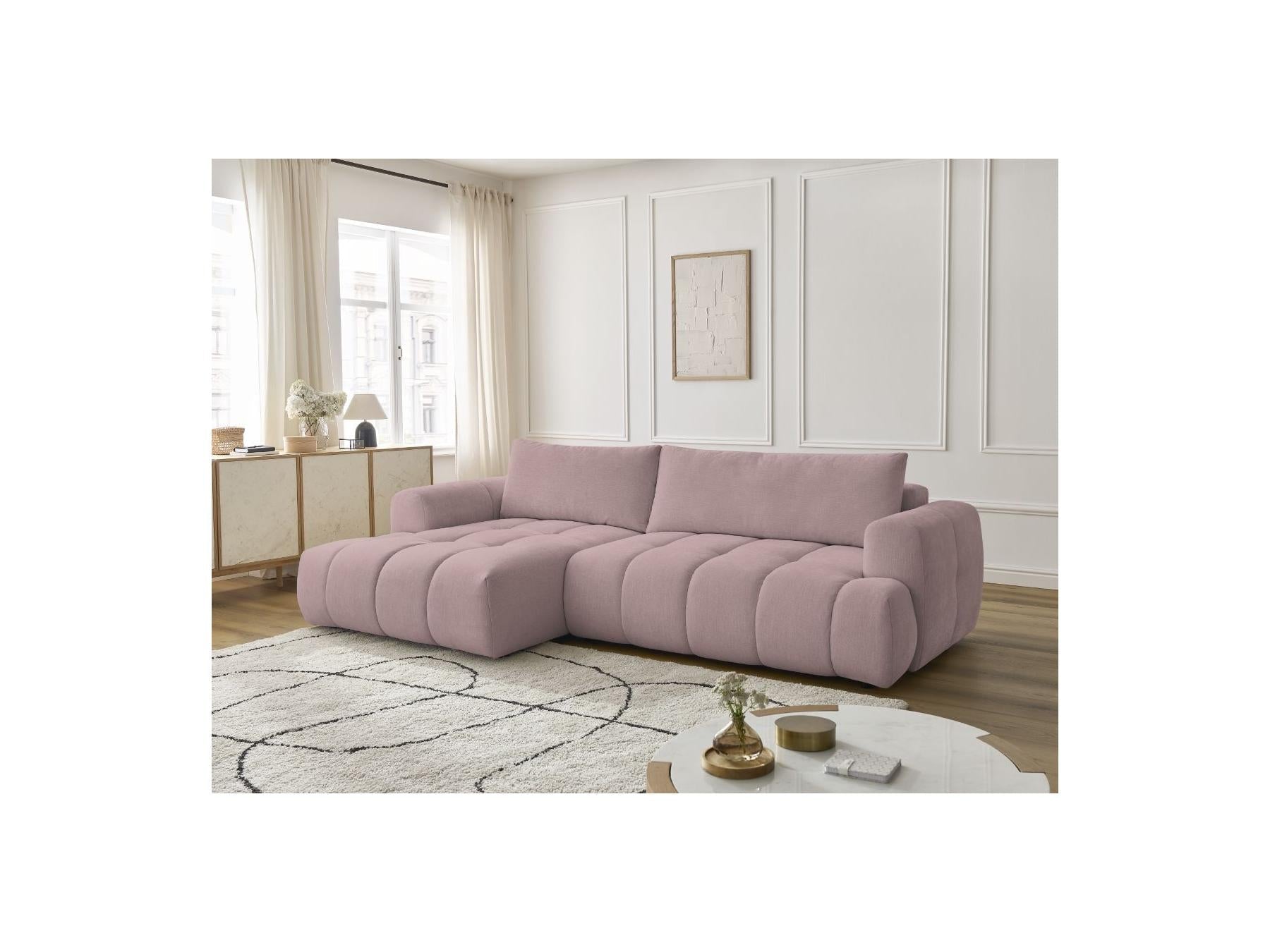 Fuji - Canapé D'Angle Convertible - Tissu Lisse - Angle Gauche