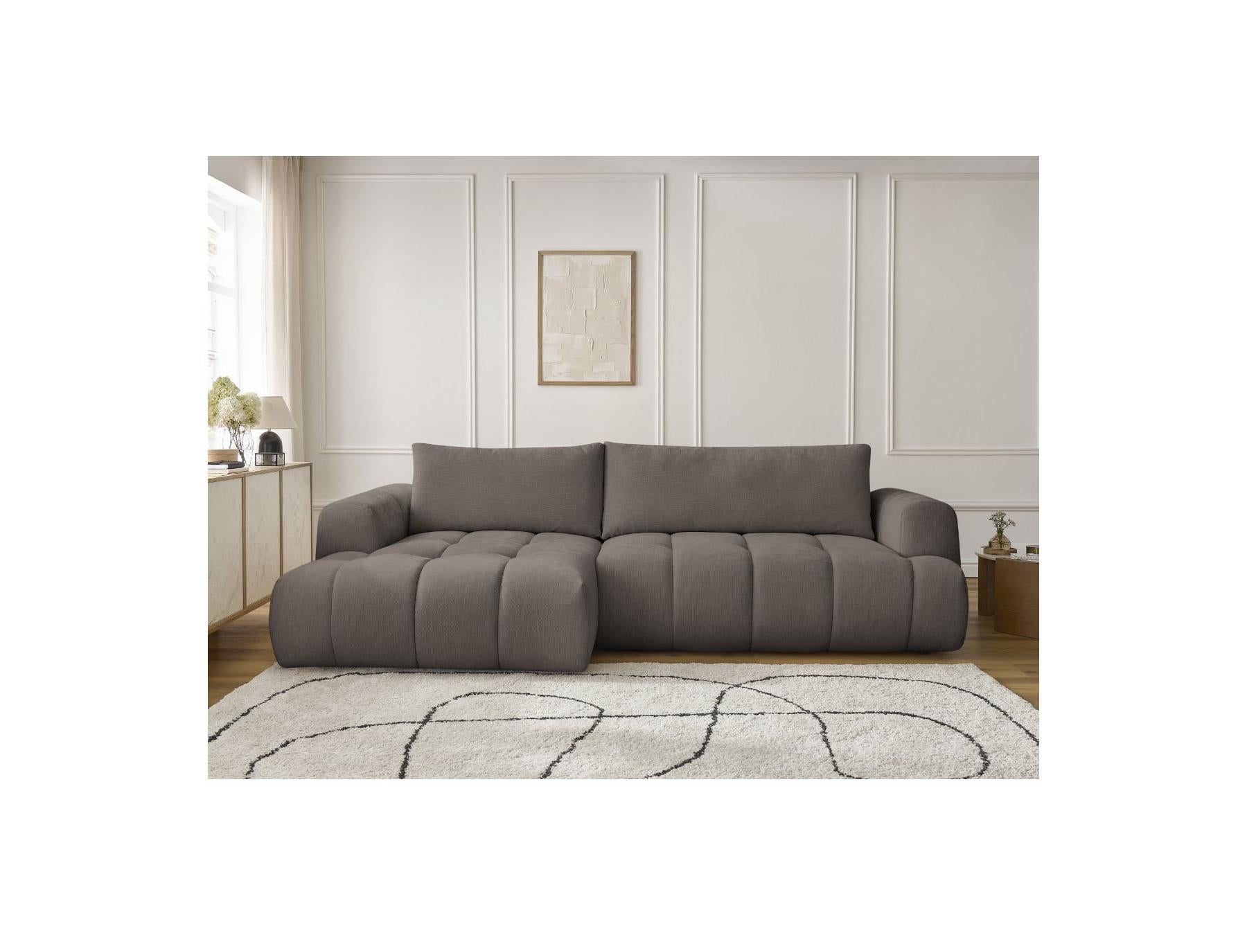 Fuji - Canapé D'Angle Convertible - Tissu Lisse - Angle Gauche