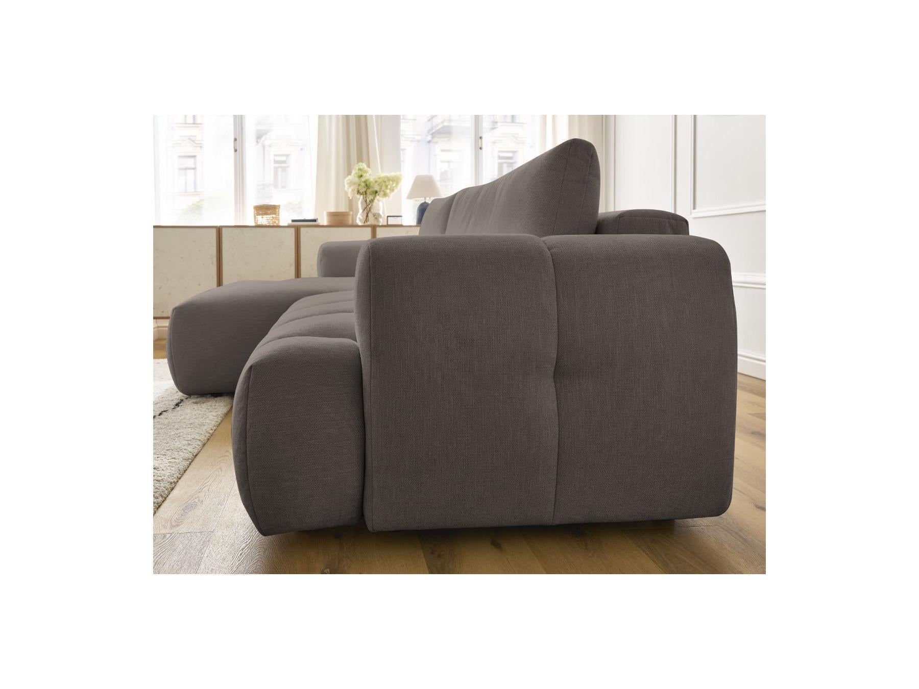 Fuji - Canapé D'Angle Convertible - Tissu Lisse - Angle Gauche