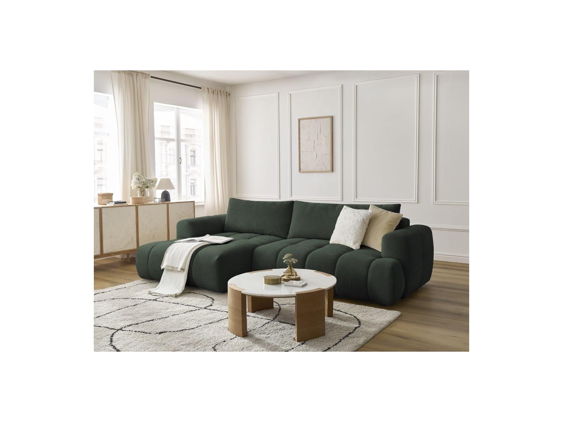 Fuji - Canapé D'Angle Convertible - Tissu Lisse - Angle Gauche