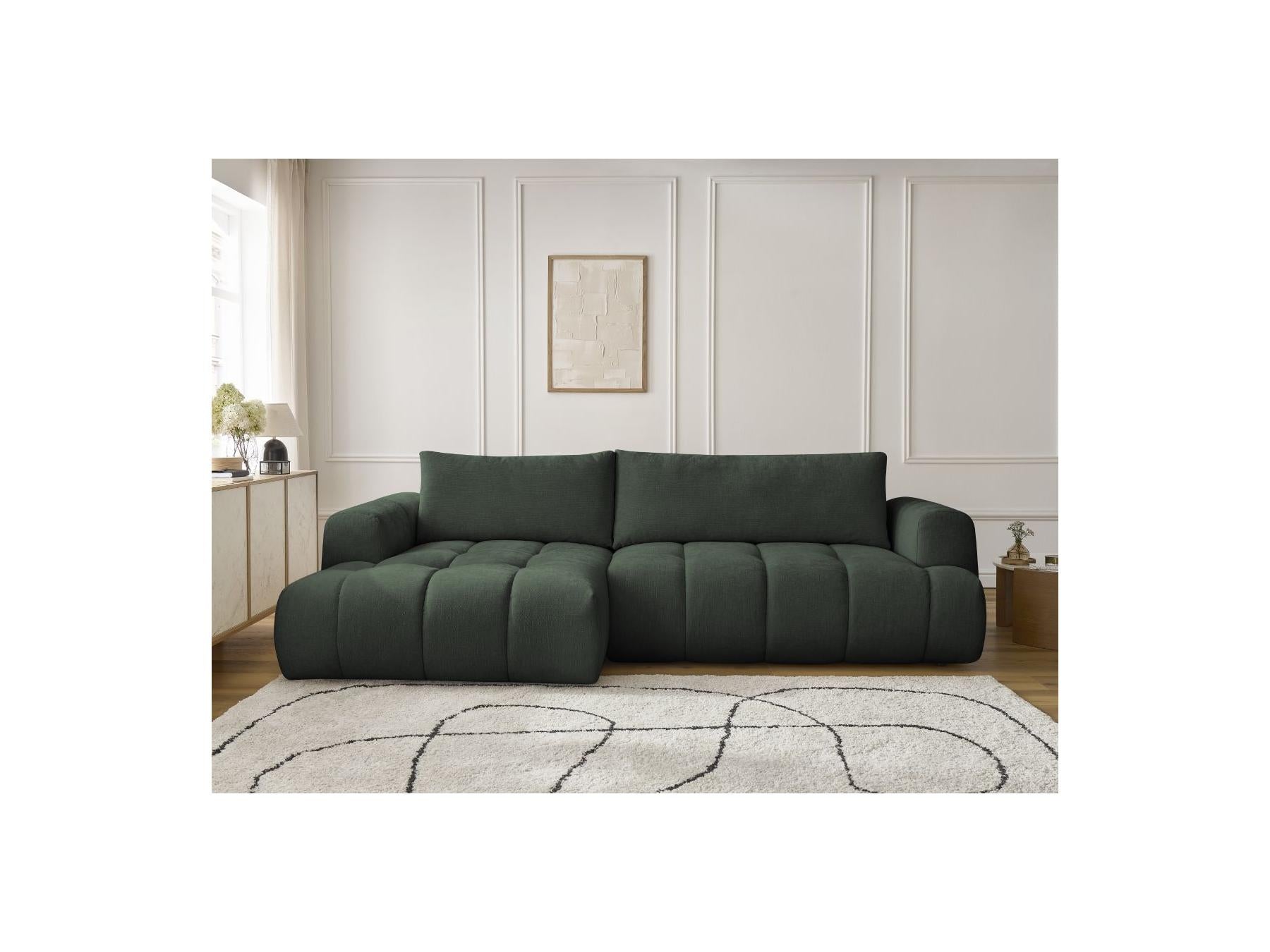 Fuji - Canapé D'Angle Convertible - Tissu Lisse - Angle Gauche