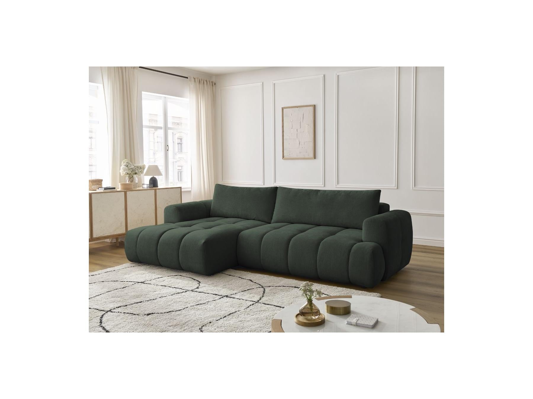 Fuji - Canapé D'Angle Convertible - Tissu Lisse - Angle Gauche