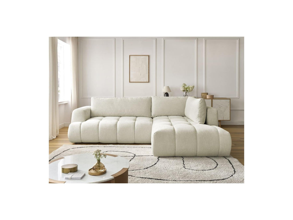 Fuji - Canapé D'Angle L Convertible - Tissu Lisse - Angle Droit