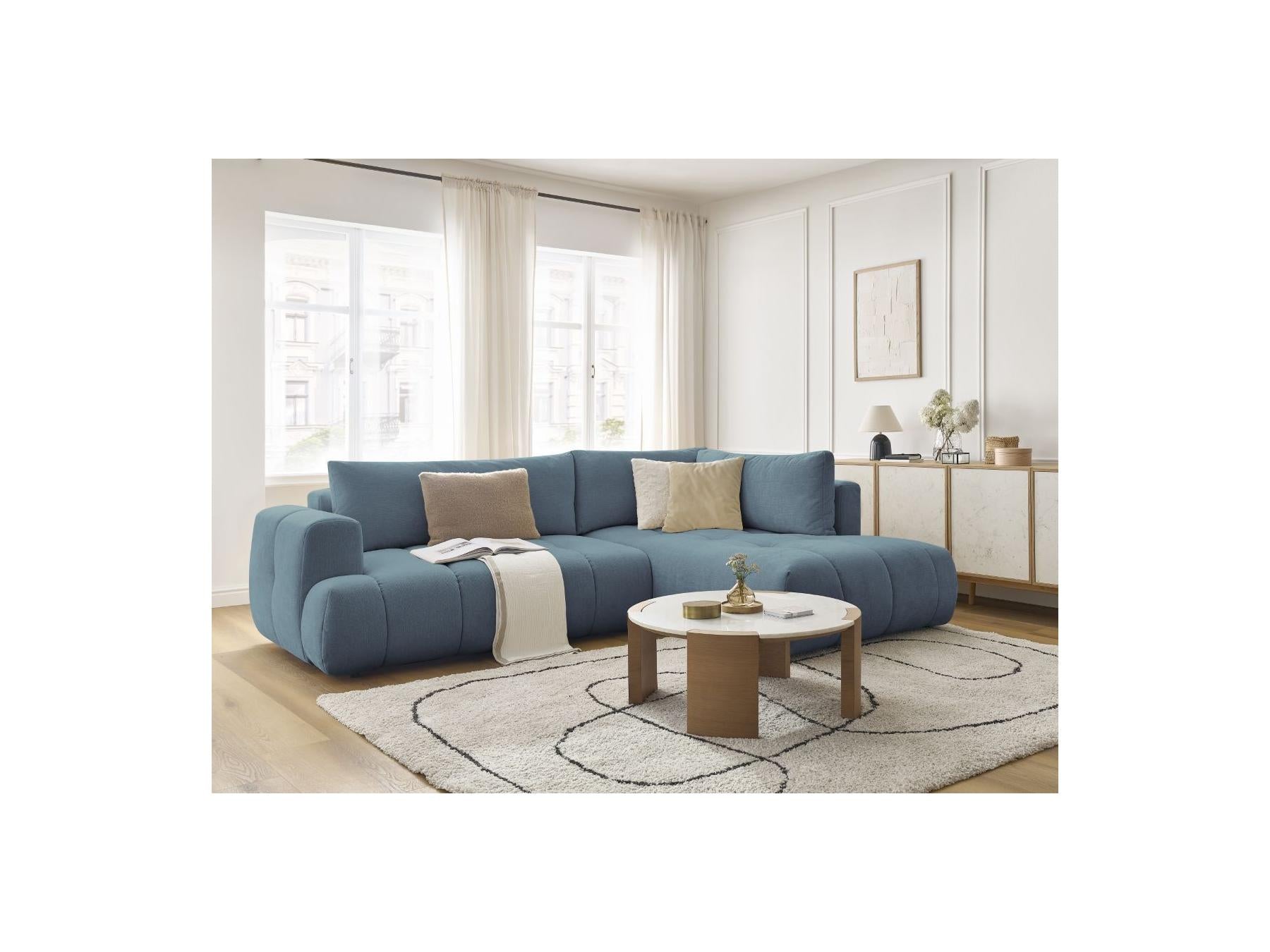 Fuji - Canapé D'Angle L Convertible - Tissu Lisse - Angle Droit